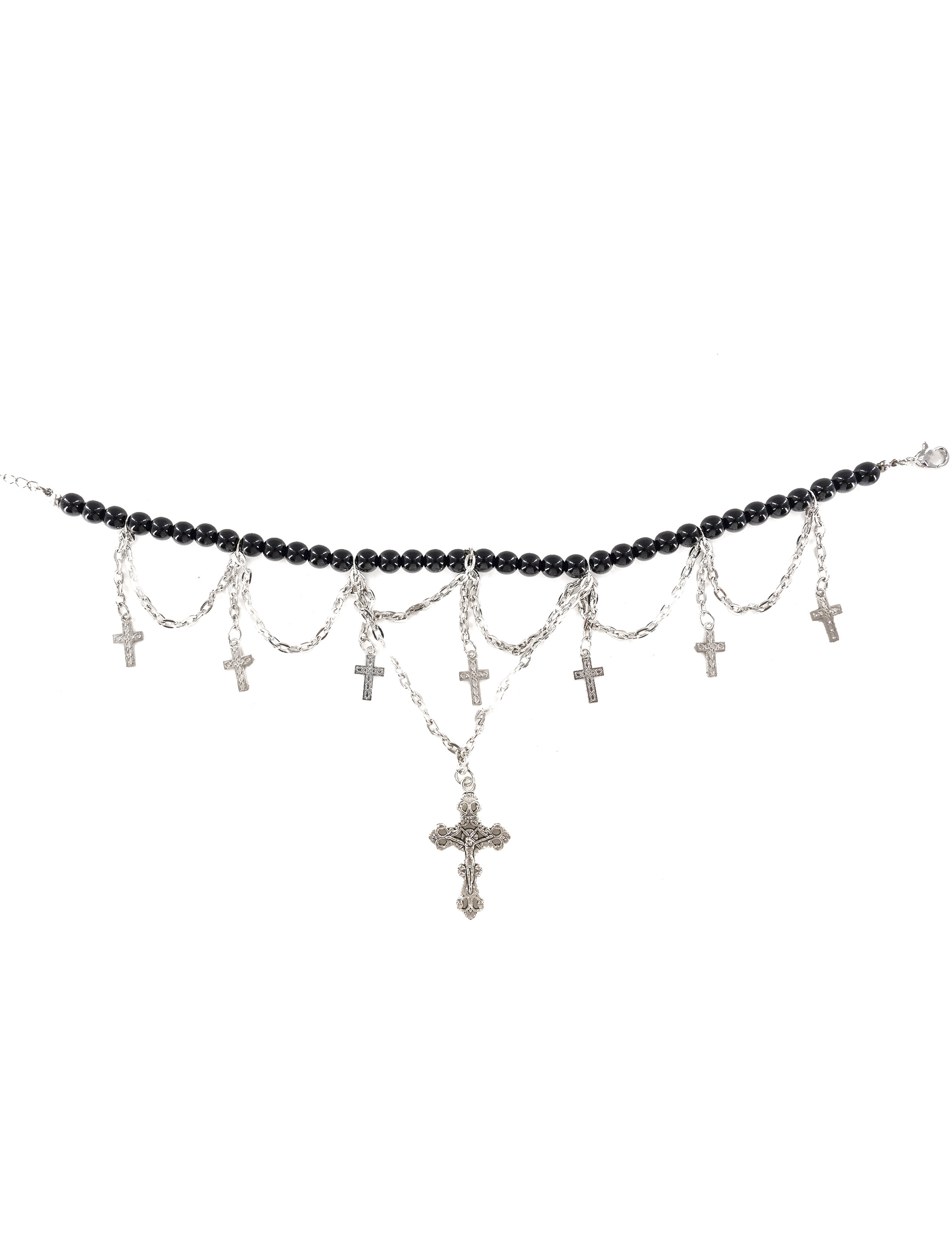 Kostümzubehör Halsband mit Kreuzen Damen schwarz/silber