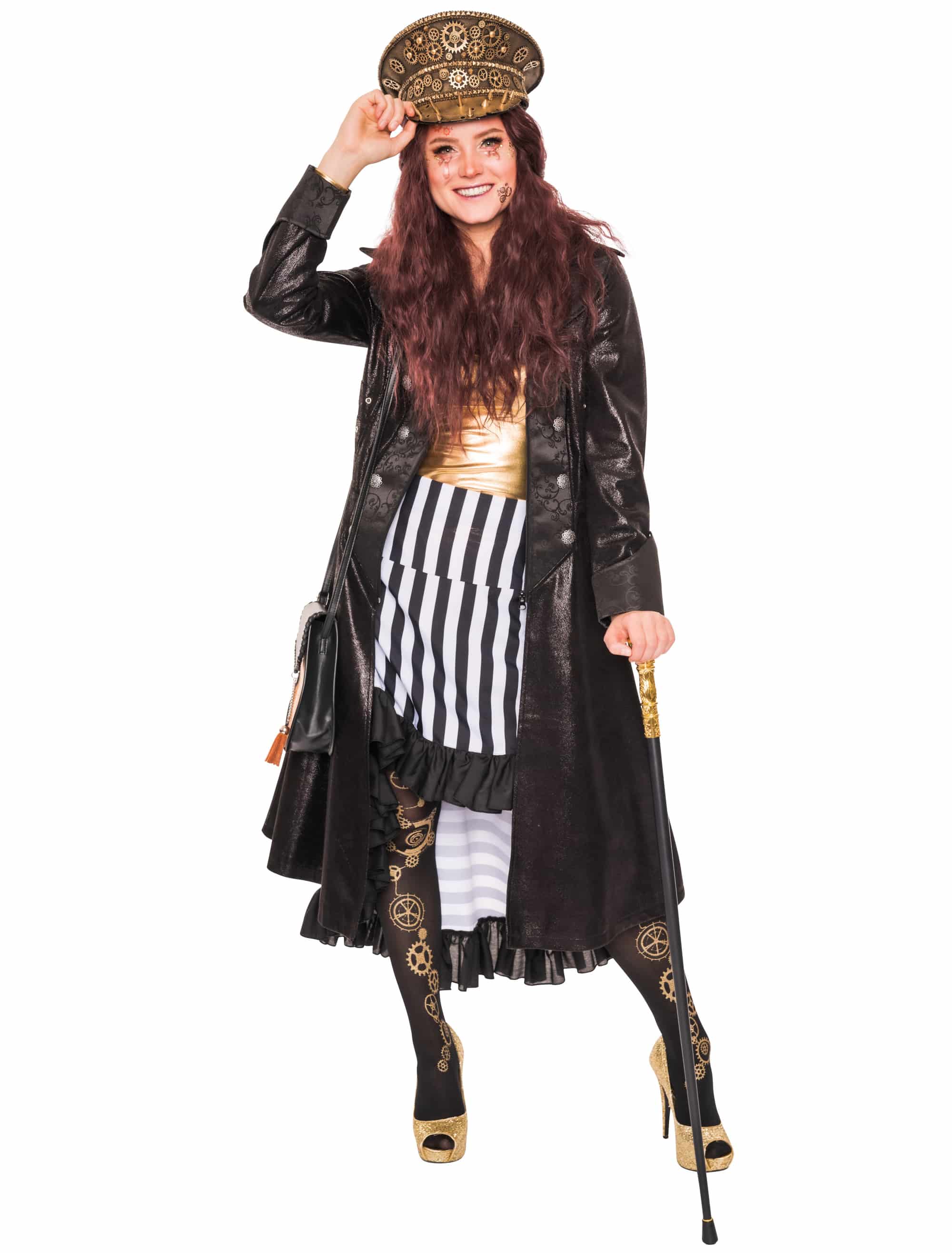 Mantel Steampunk Damen schwarz XL