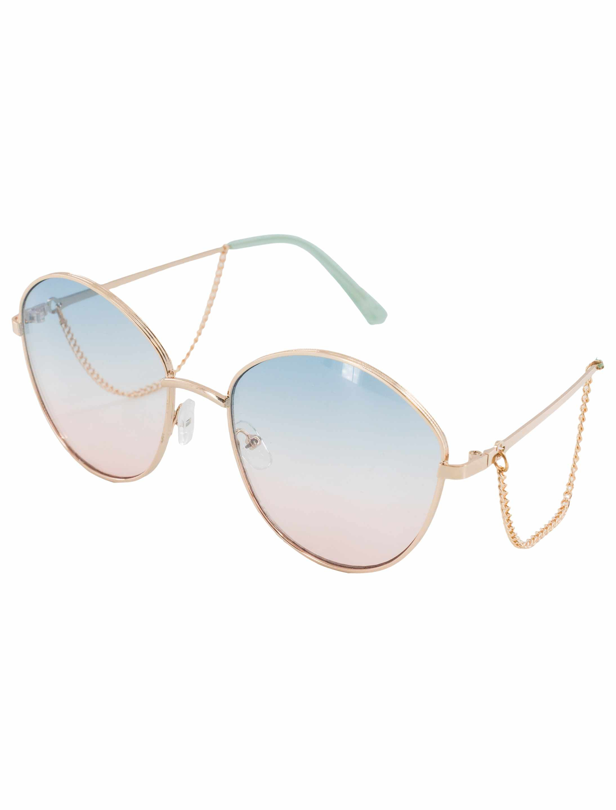 Kostümzubehör Brille mit Kette blau/pink