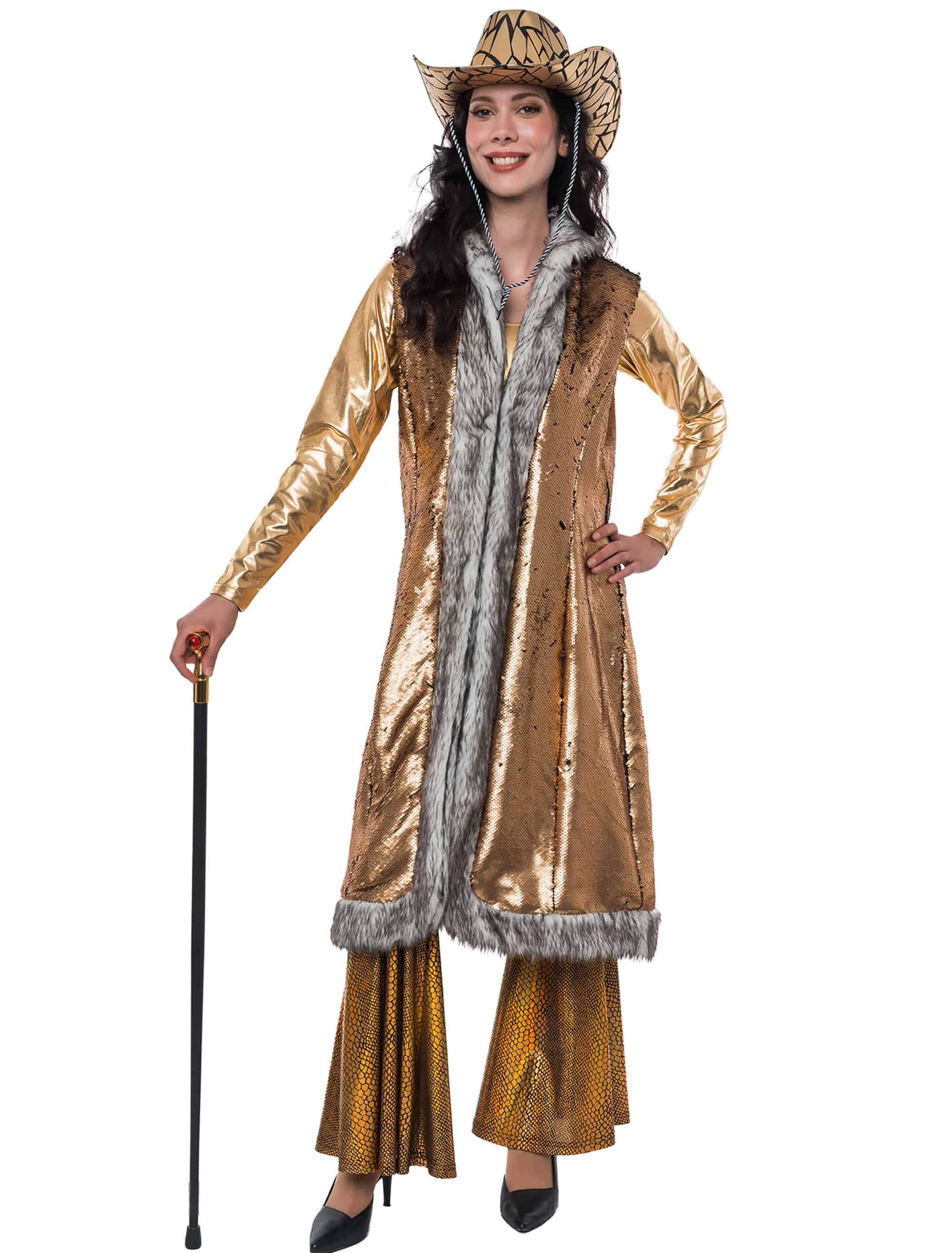 Weste lang mit Wendepailletten gold 2XL/3XL