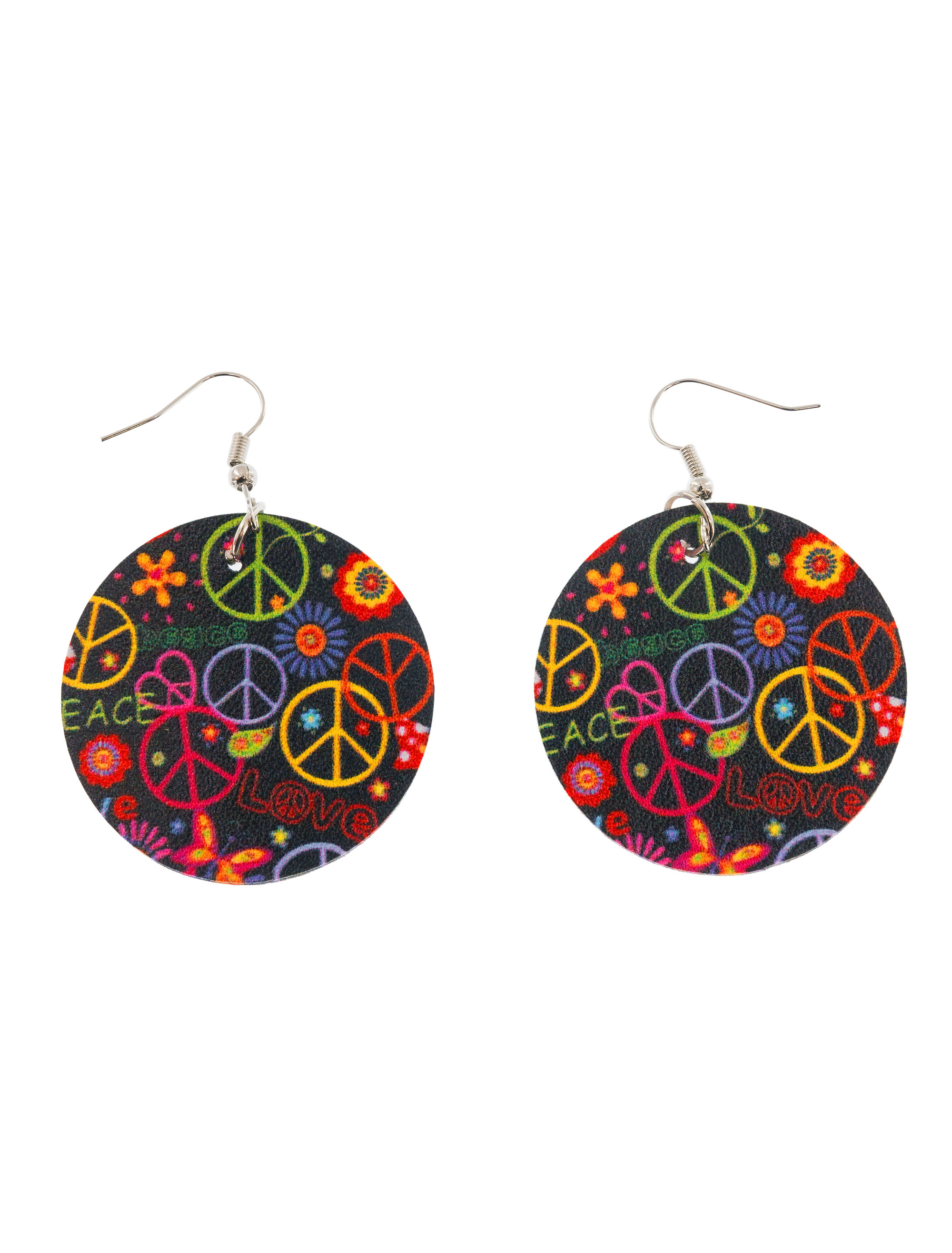 Kostümzubehör Ohrringe Peace bunt Farbe: bunt