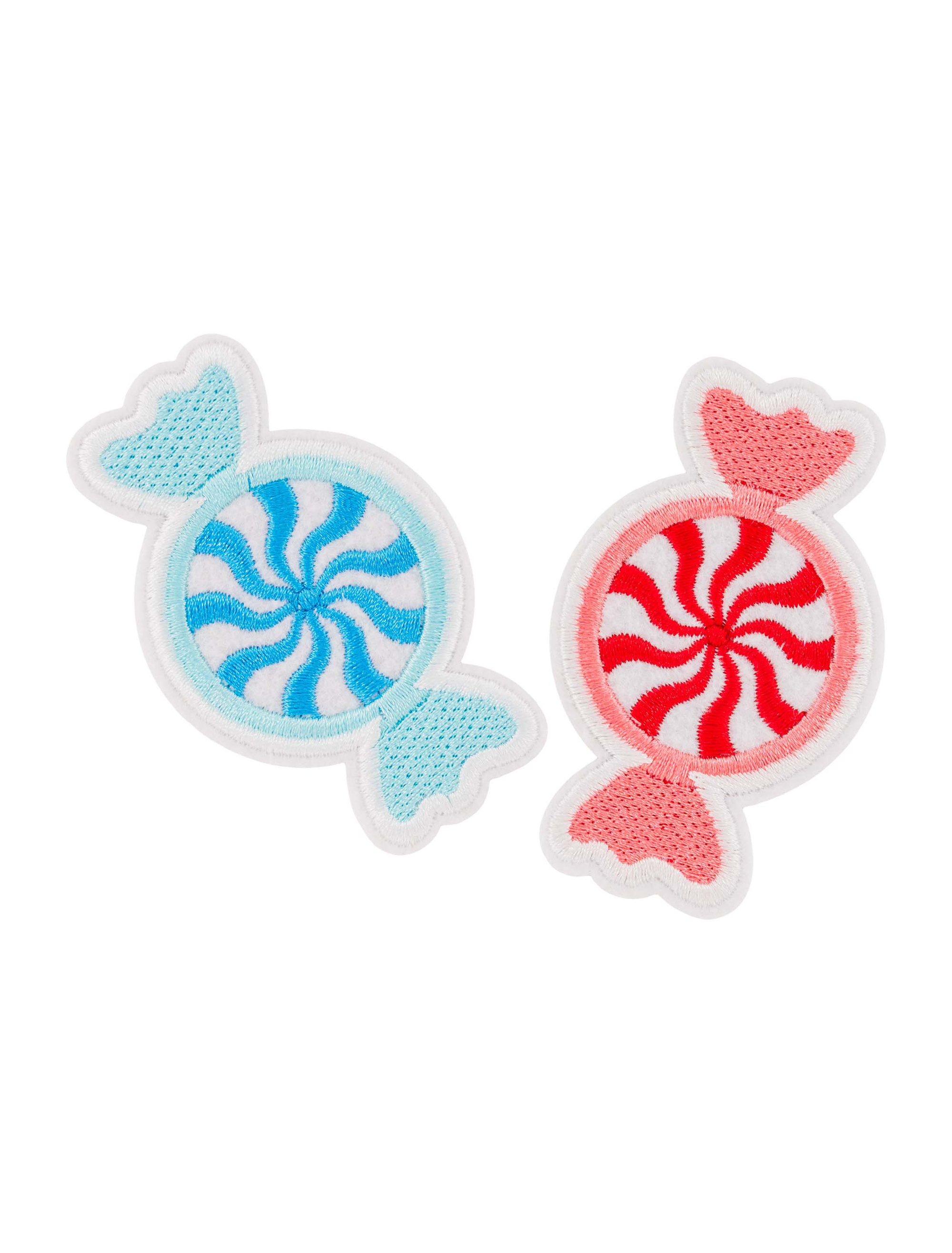 Kostümzubehör Bügelpatch Candy Bonbons 2 Stk. 7cm rot/blau