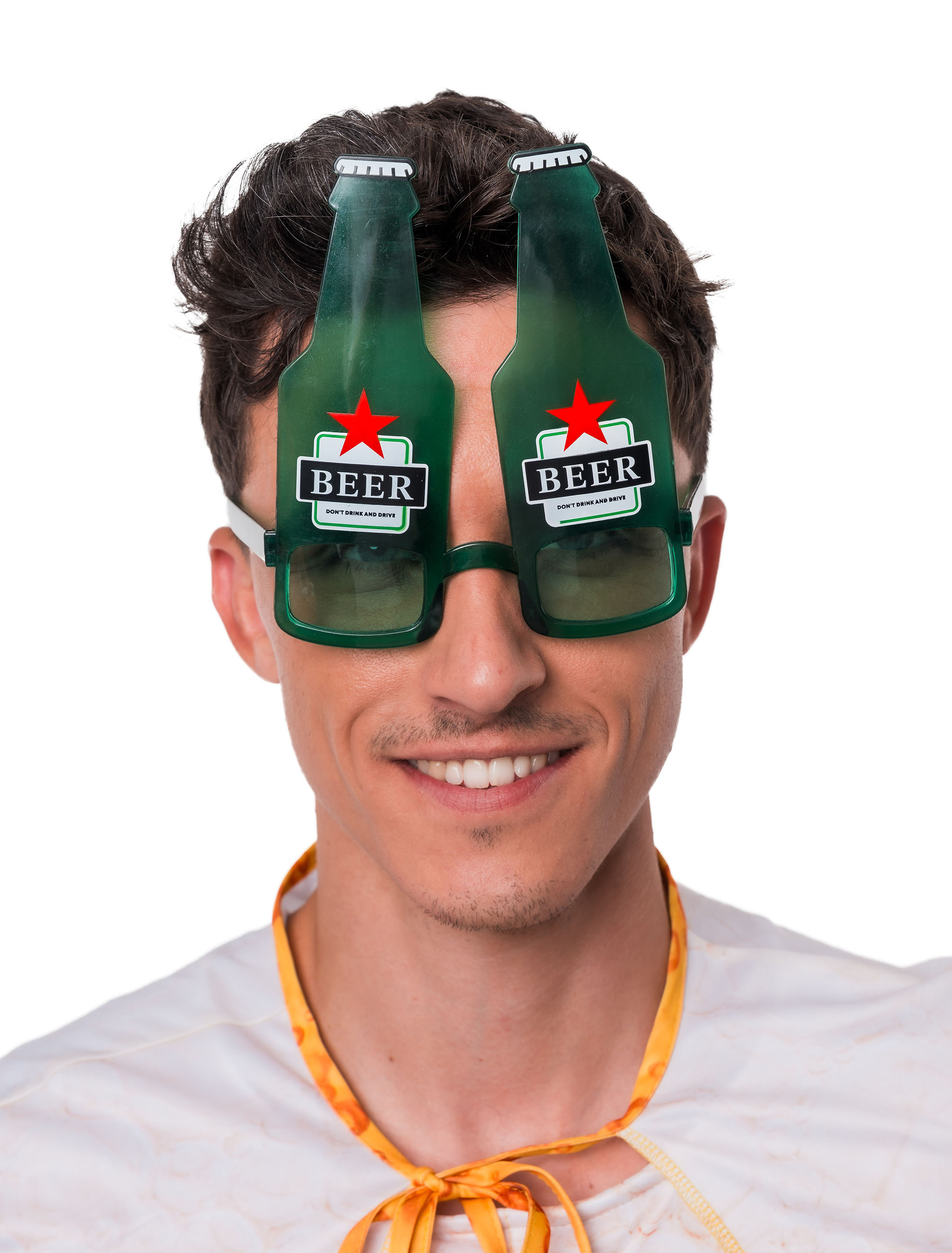 Kostümzubehör Brille Bierflaschen grün