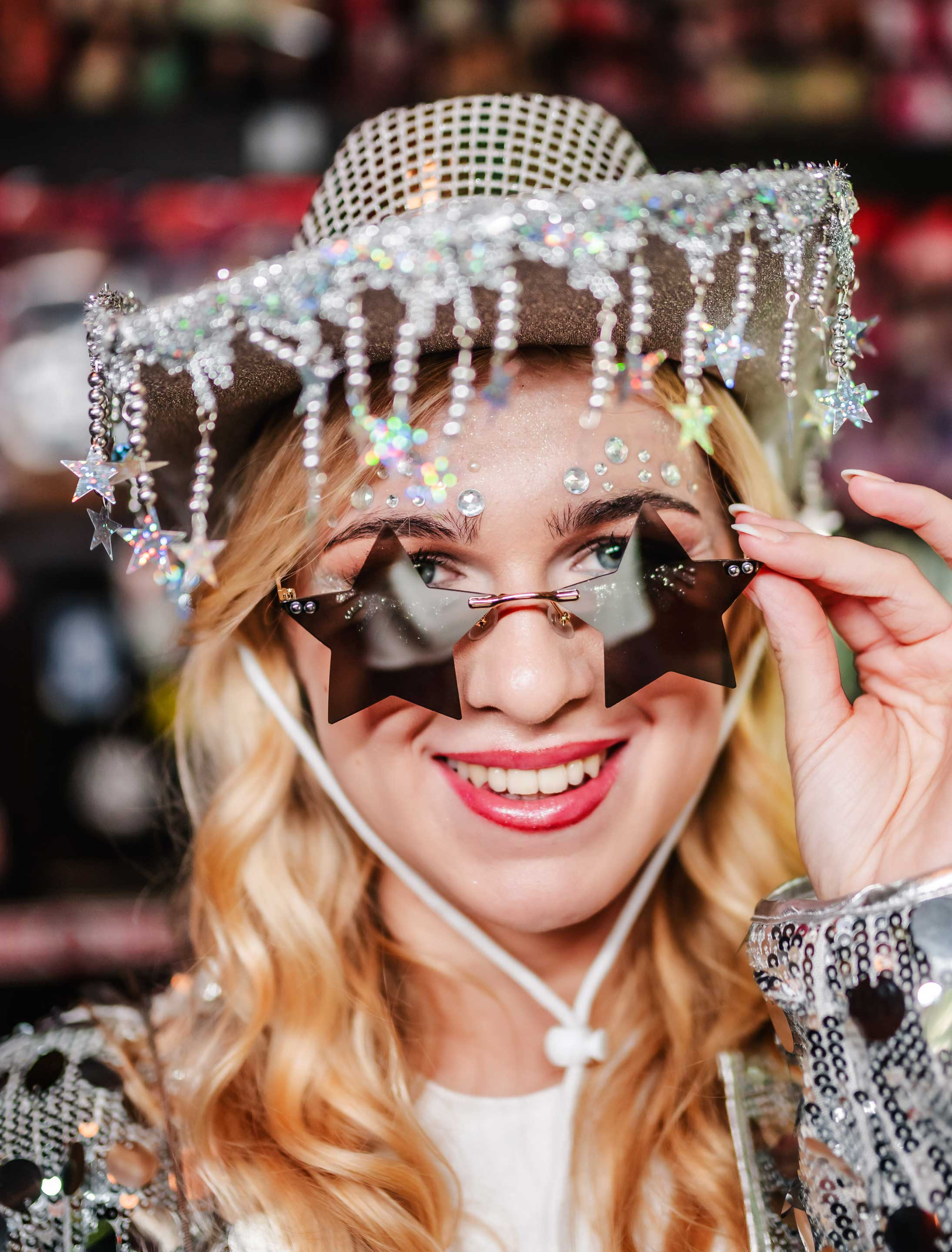 Kostümzubehör Brille Stern grau