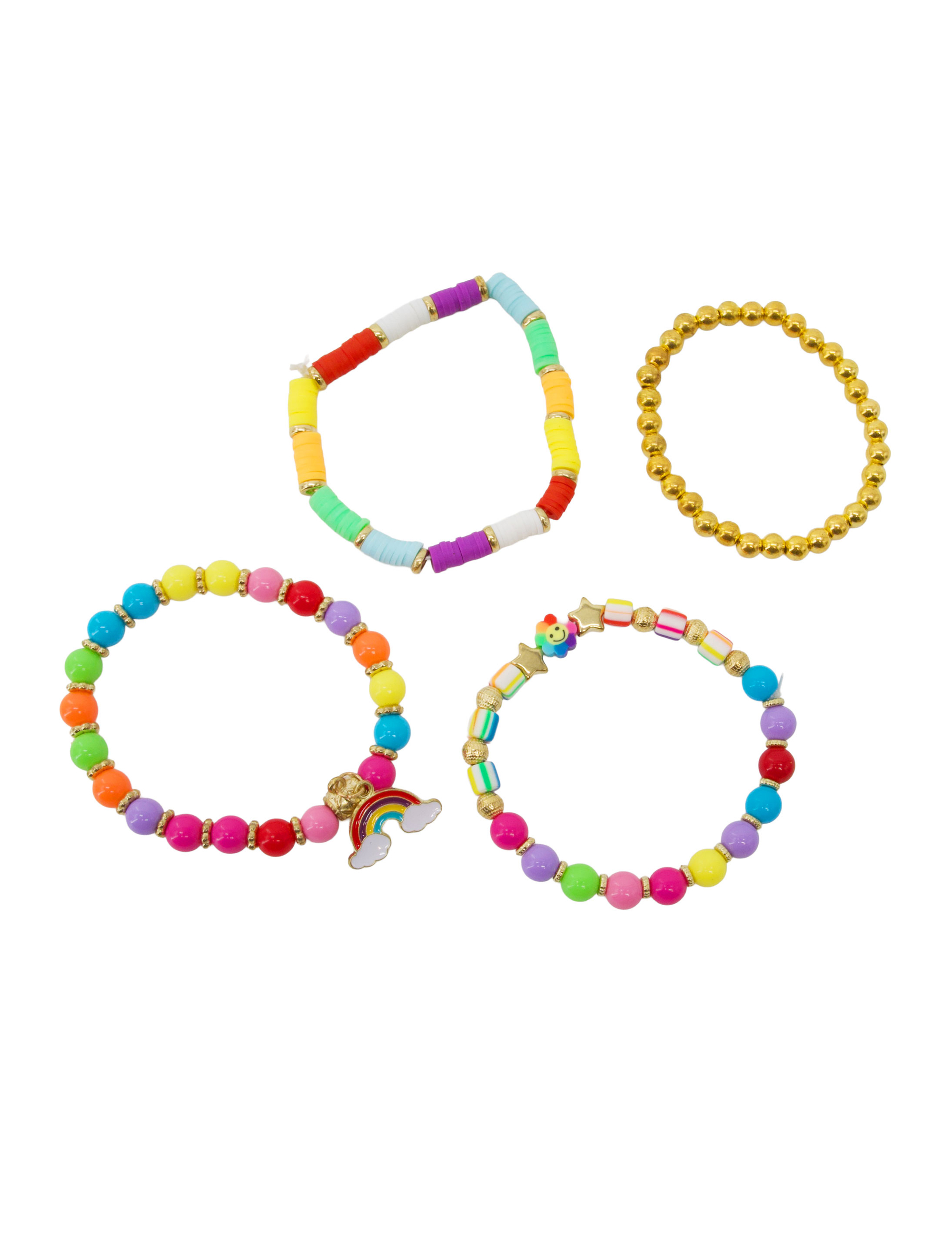 Kostümzubehör Armbandset Perlen Regenbogen bunt Farbe: bunt