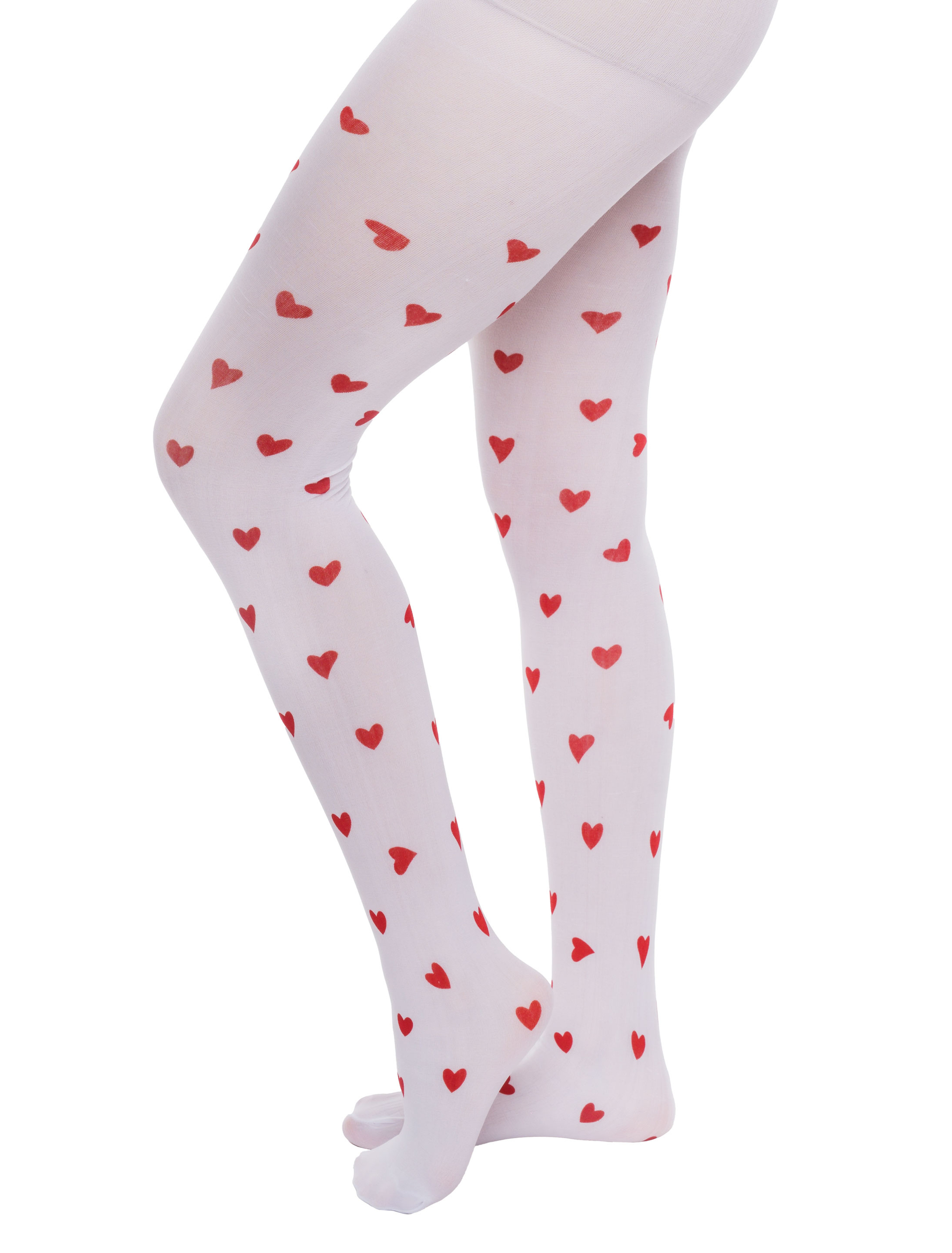 Kostümzubehör Strumpfhose mit Herzchen Print weiß/rot one size