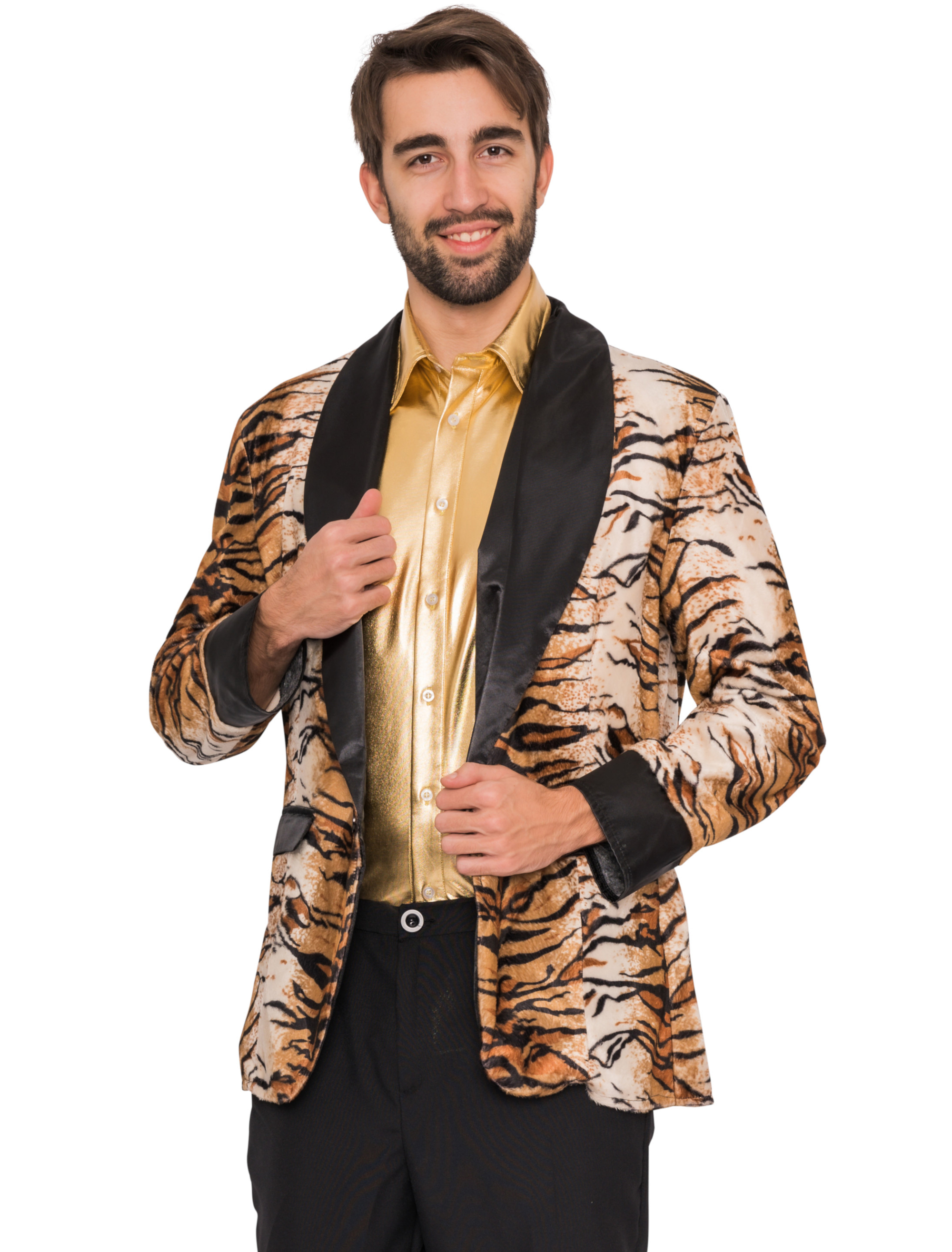Jacke Tigermuster Herren braun M
