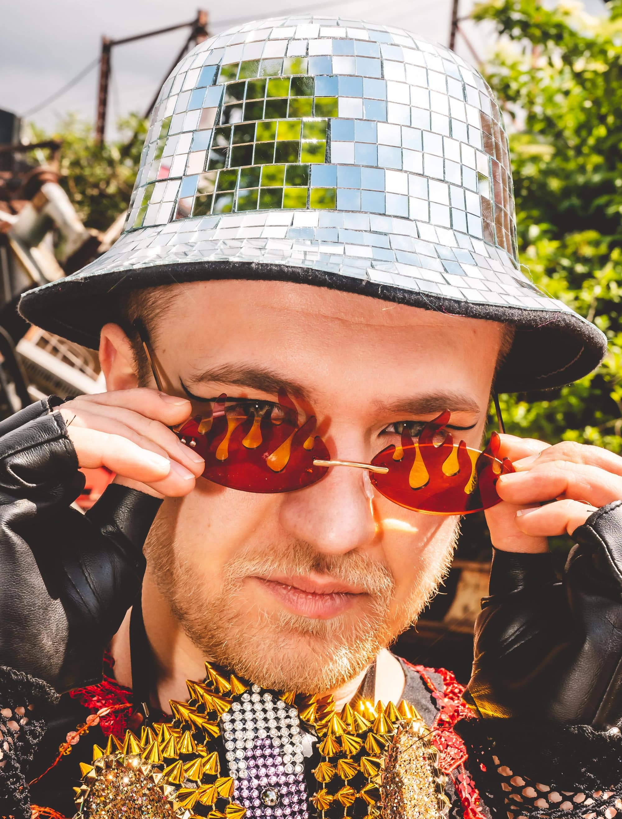 Kostümzubehör Brille mit Flammen rot/gelb