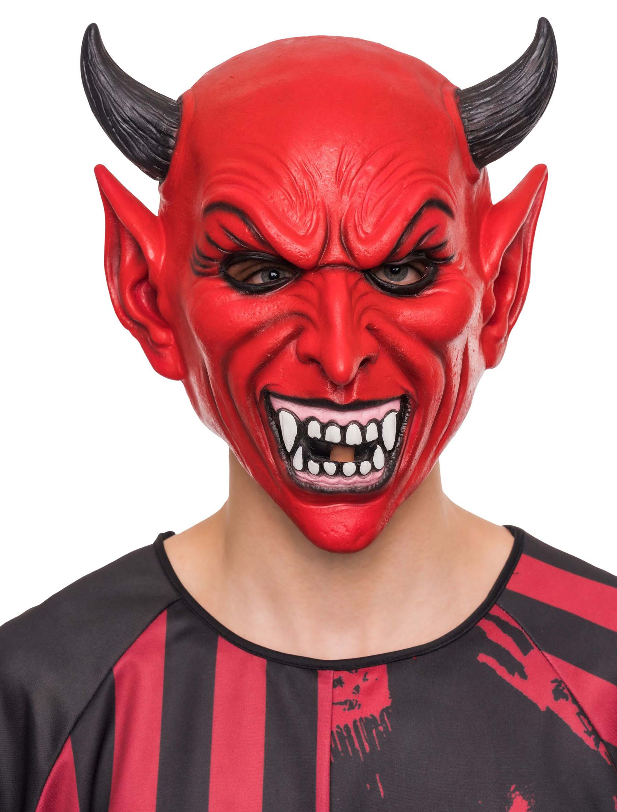 Kostümzubehör Latexmaske Teufel schwarz/rot