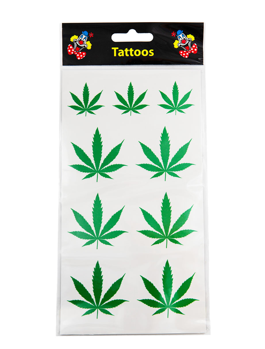 Kostümzubehör Tattoo Cannabis grün