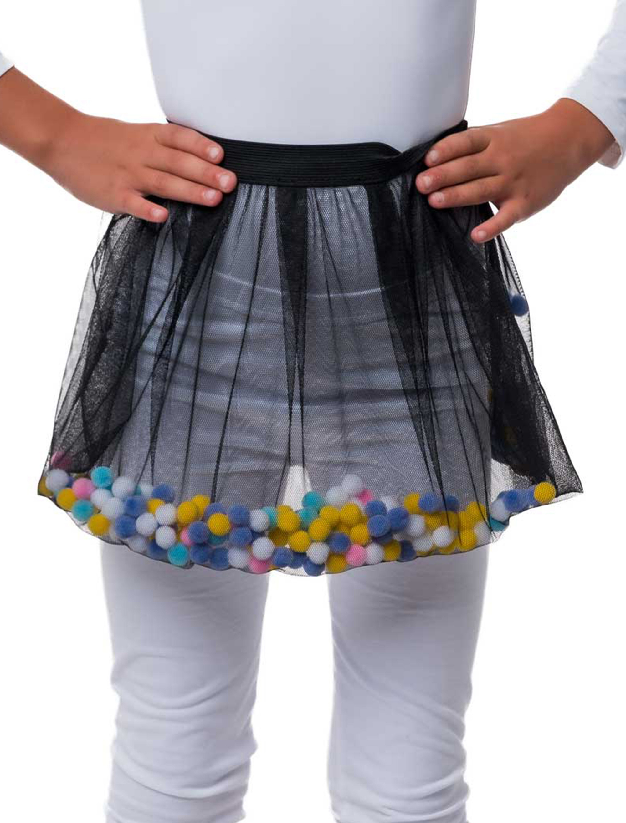 Rock mit Pompoms Kinder schwarz/140