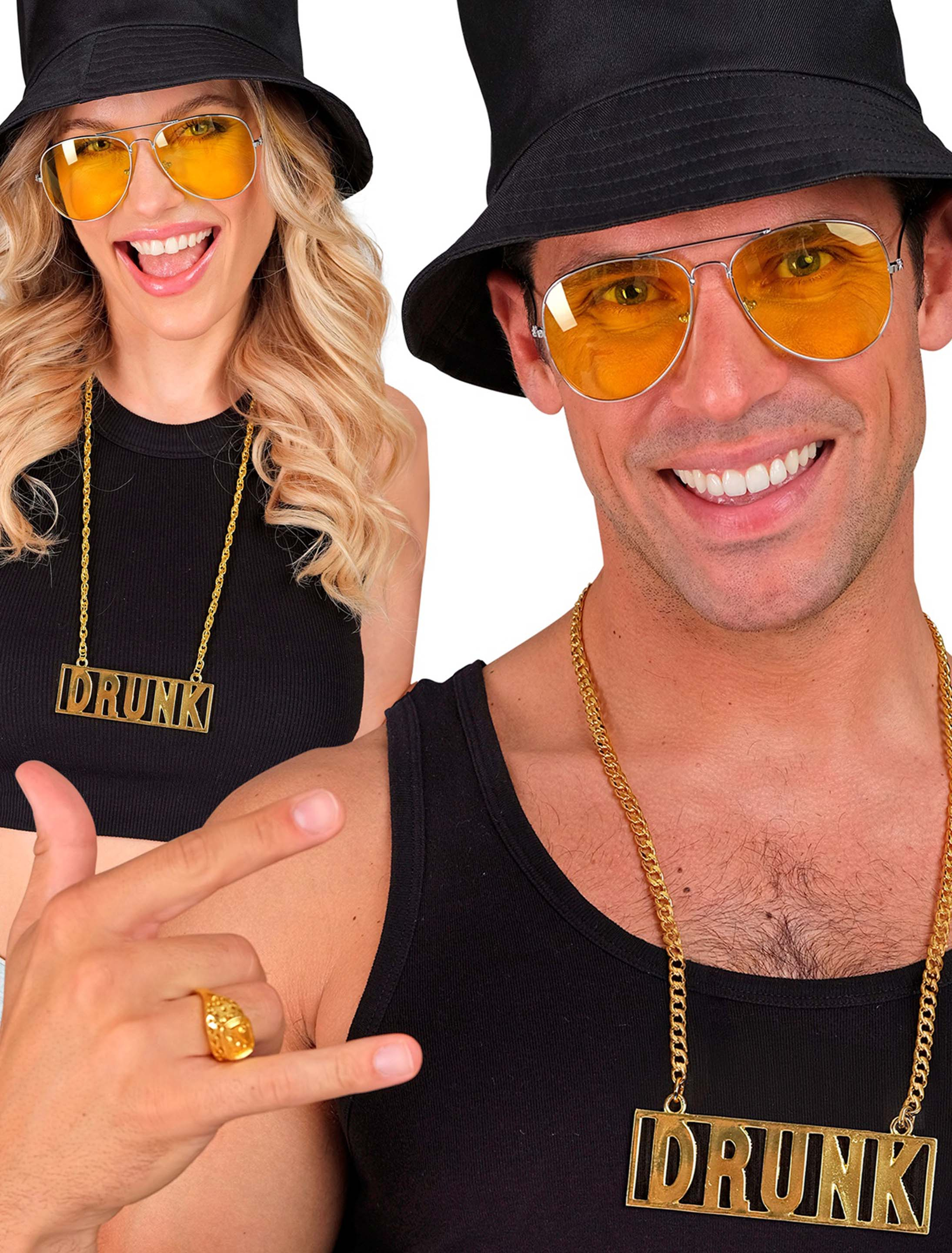 Kostümzubehör Halskette DRUNK gold