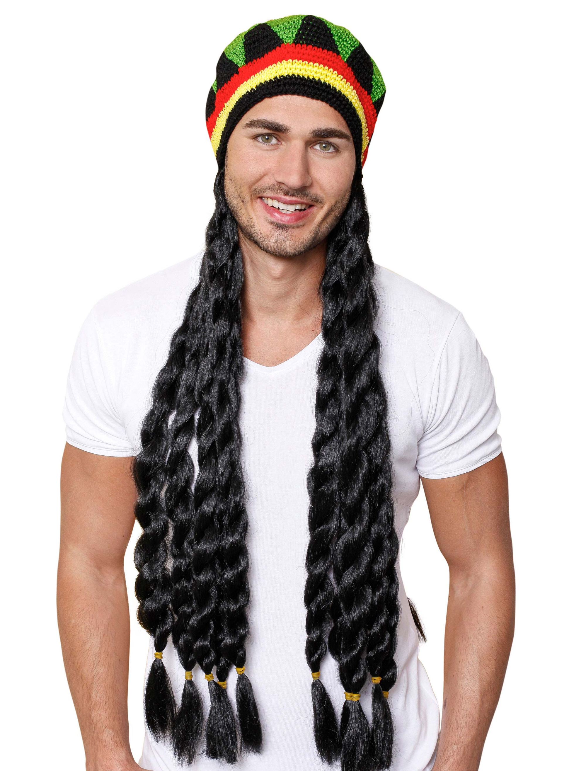 Kostümzubehör Perücke Dreadlocks mit Mütze Farbe: schwarz