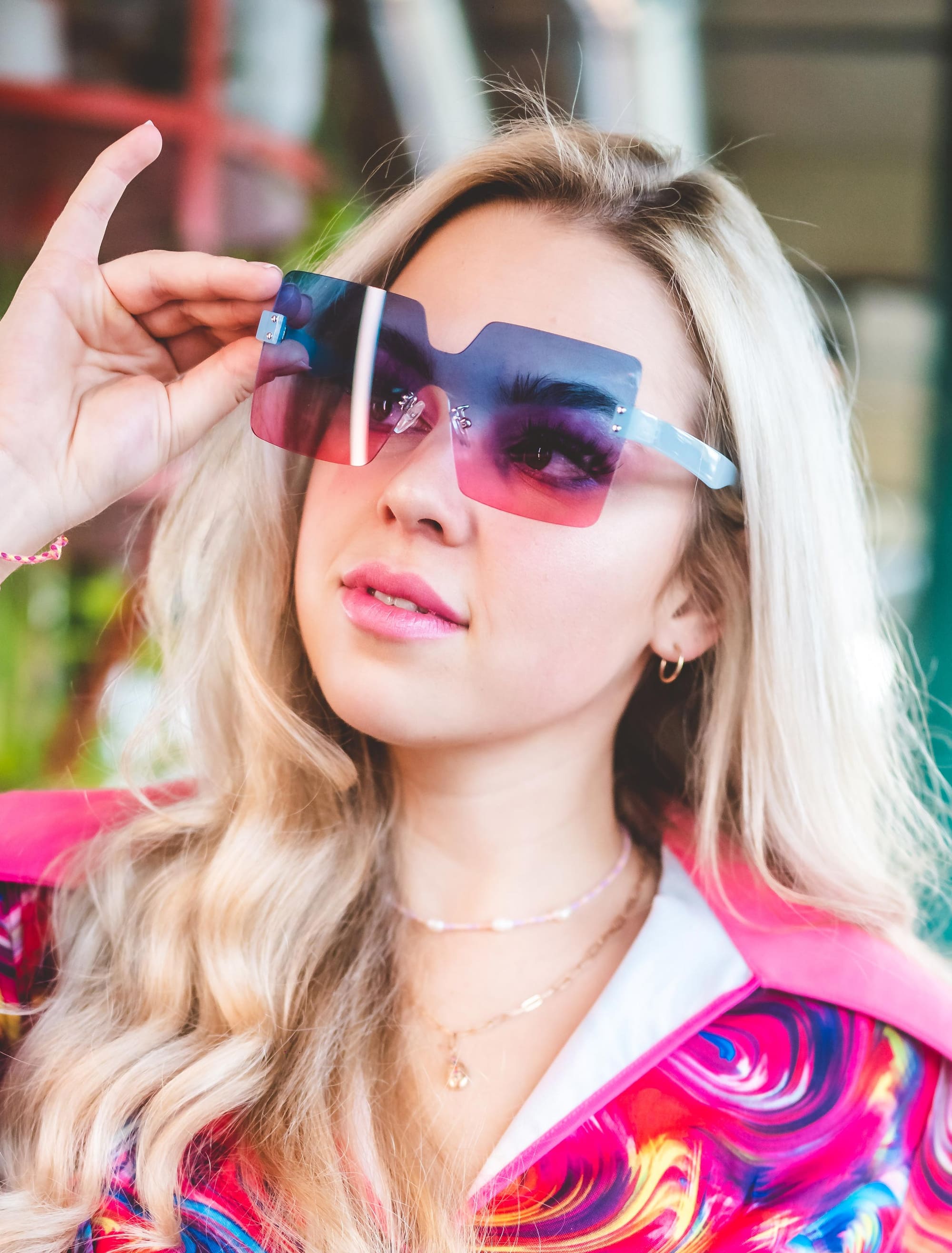 Kostümzubehör Brille randlos blau/rot