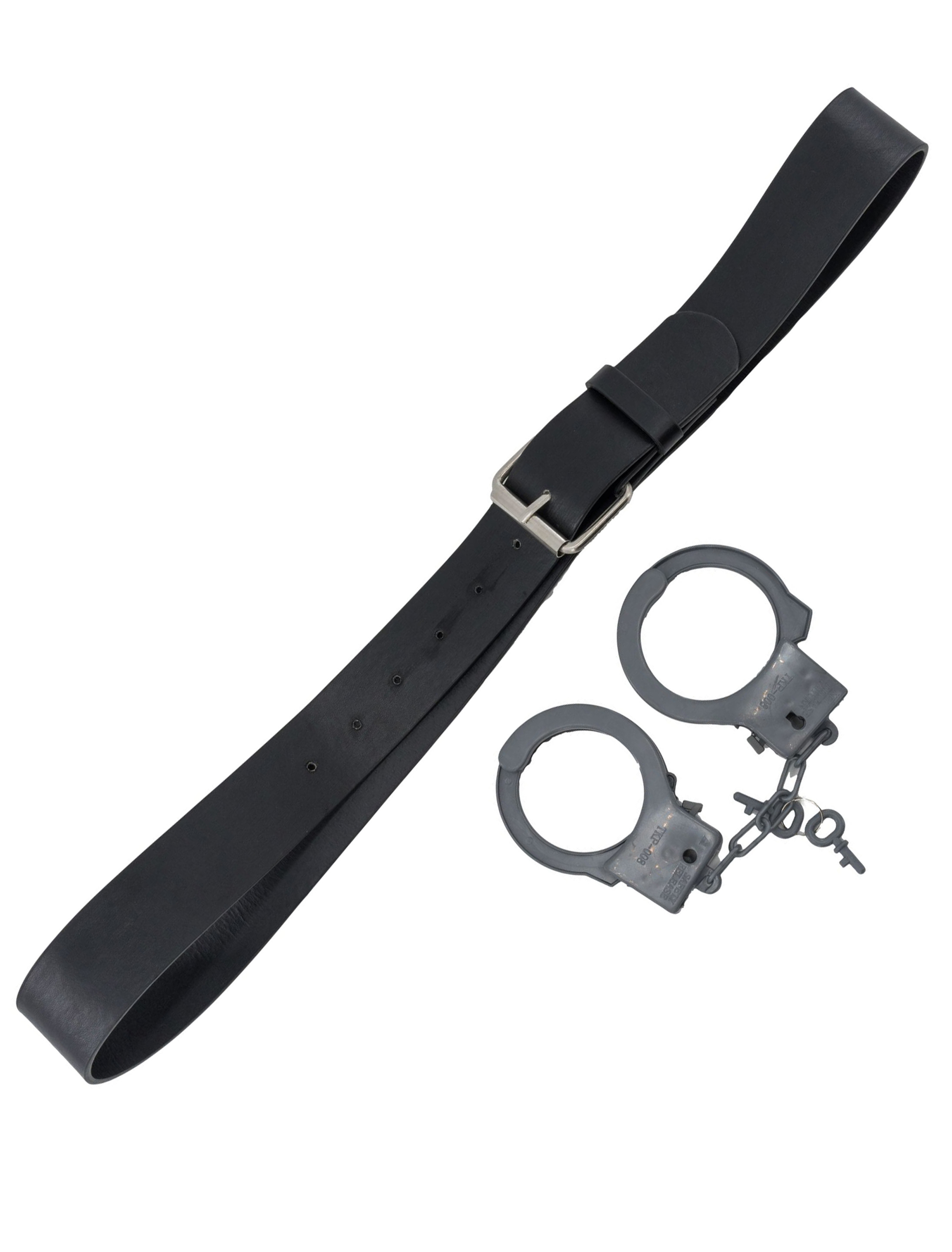 Kostümzubehör Gürtel mit Handschellen schwarz