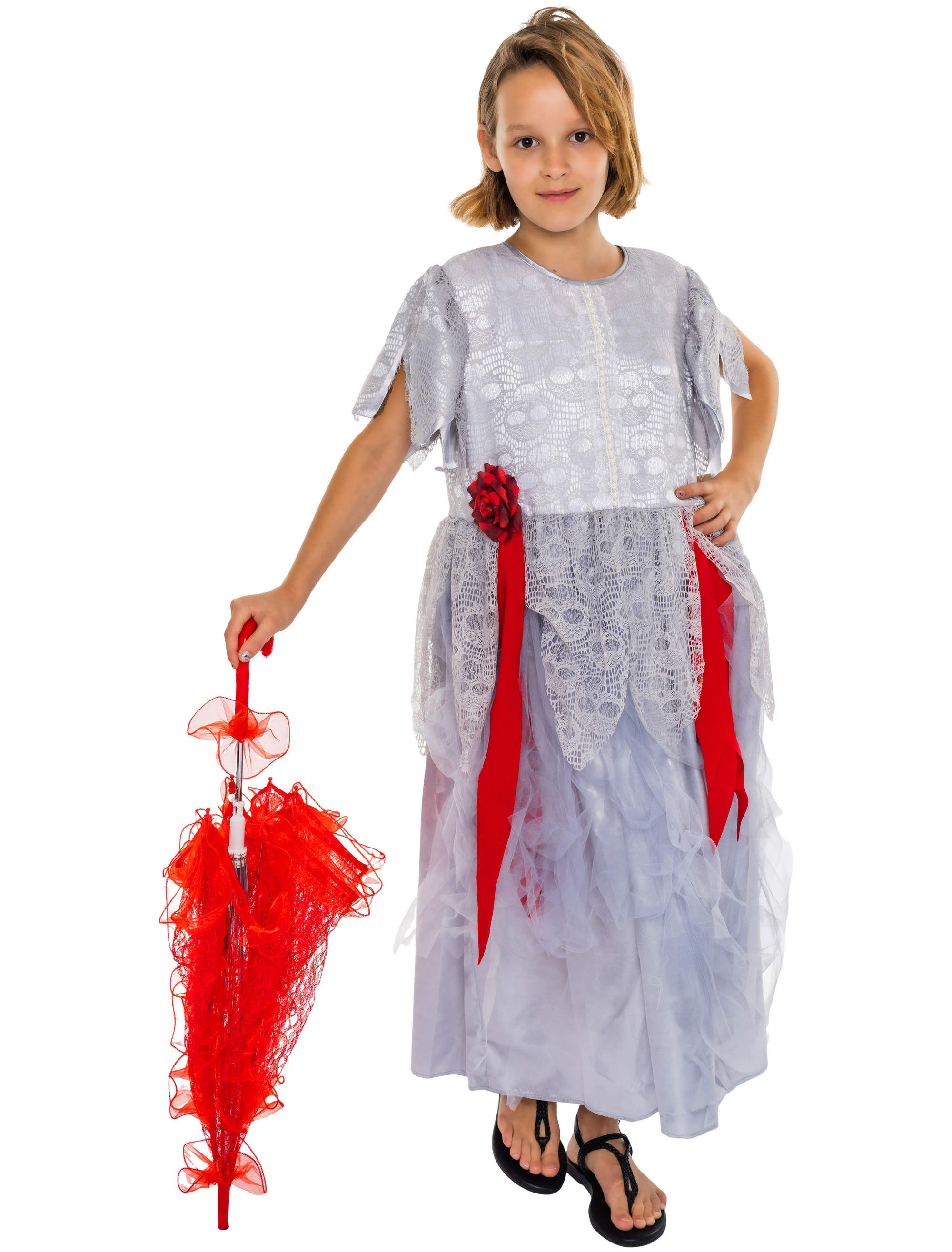 Kleid Zombiebraut Kinder Kinder grau 152