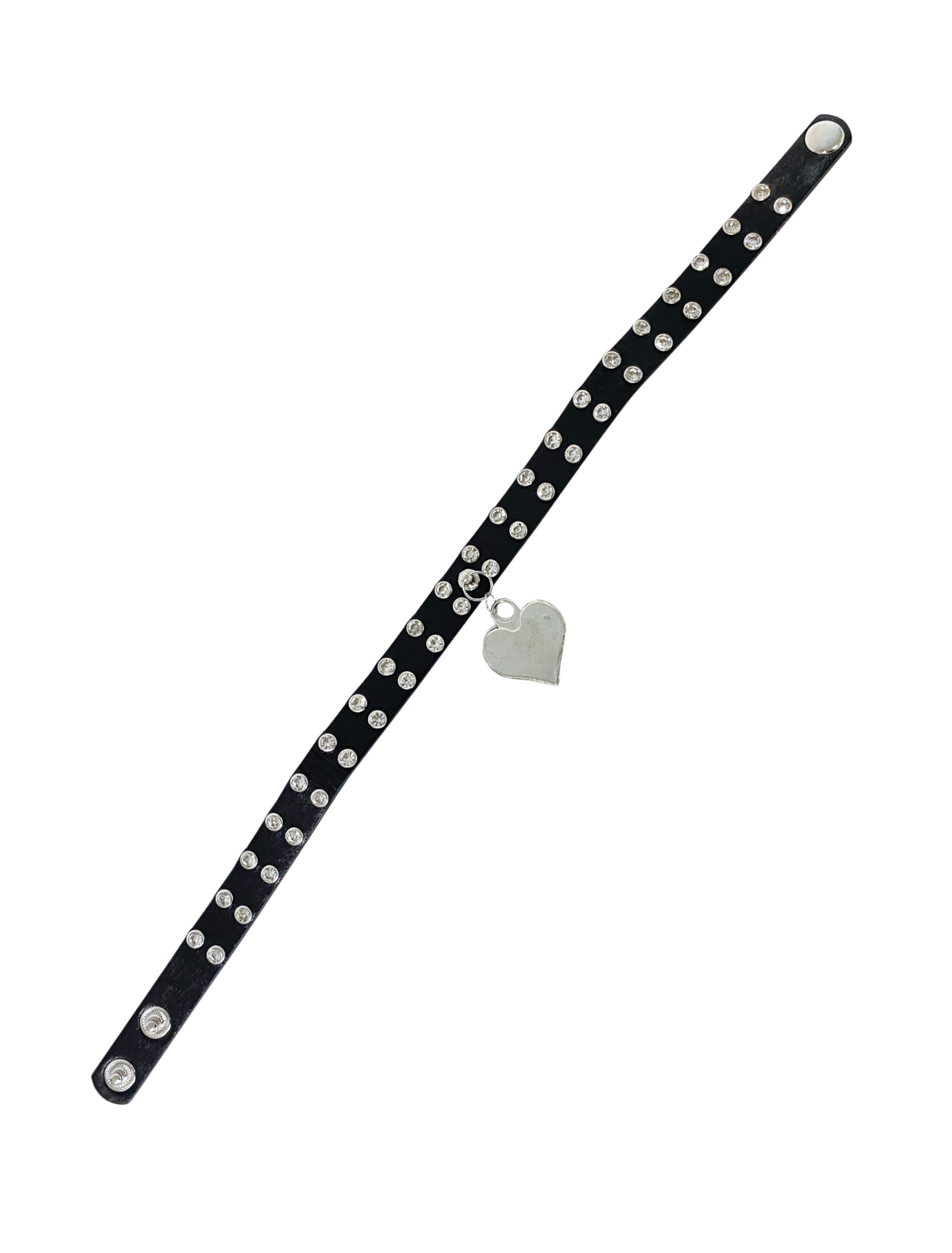 Kostümzubehör Halsband mit Nieten und Herz Farbe: schwarz