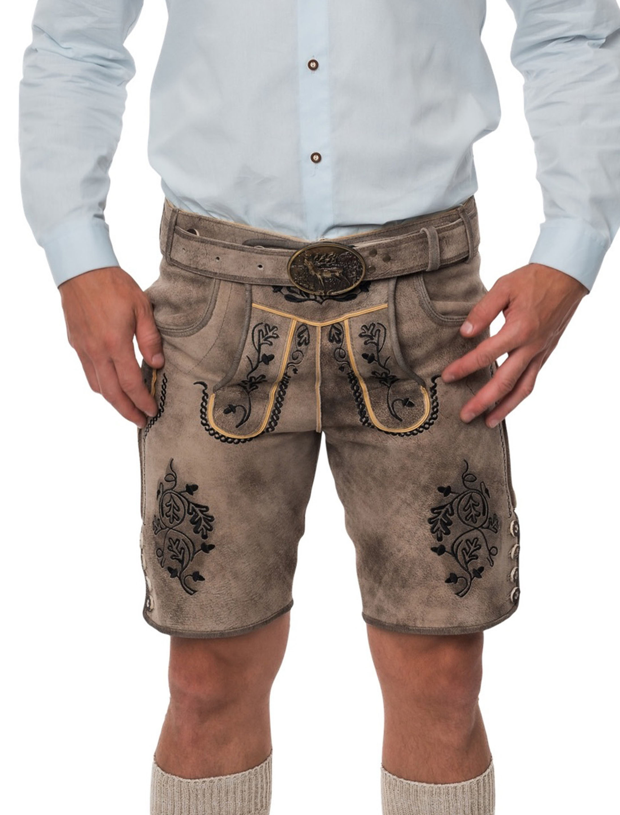 Lederhose Theo kurz Herren beige 4XL