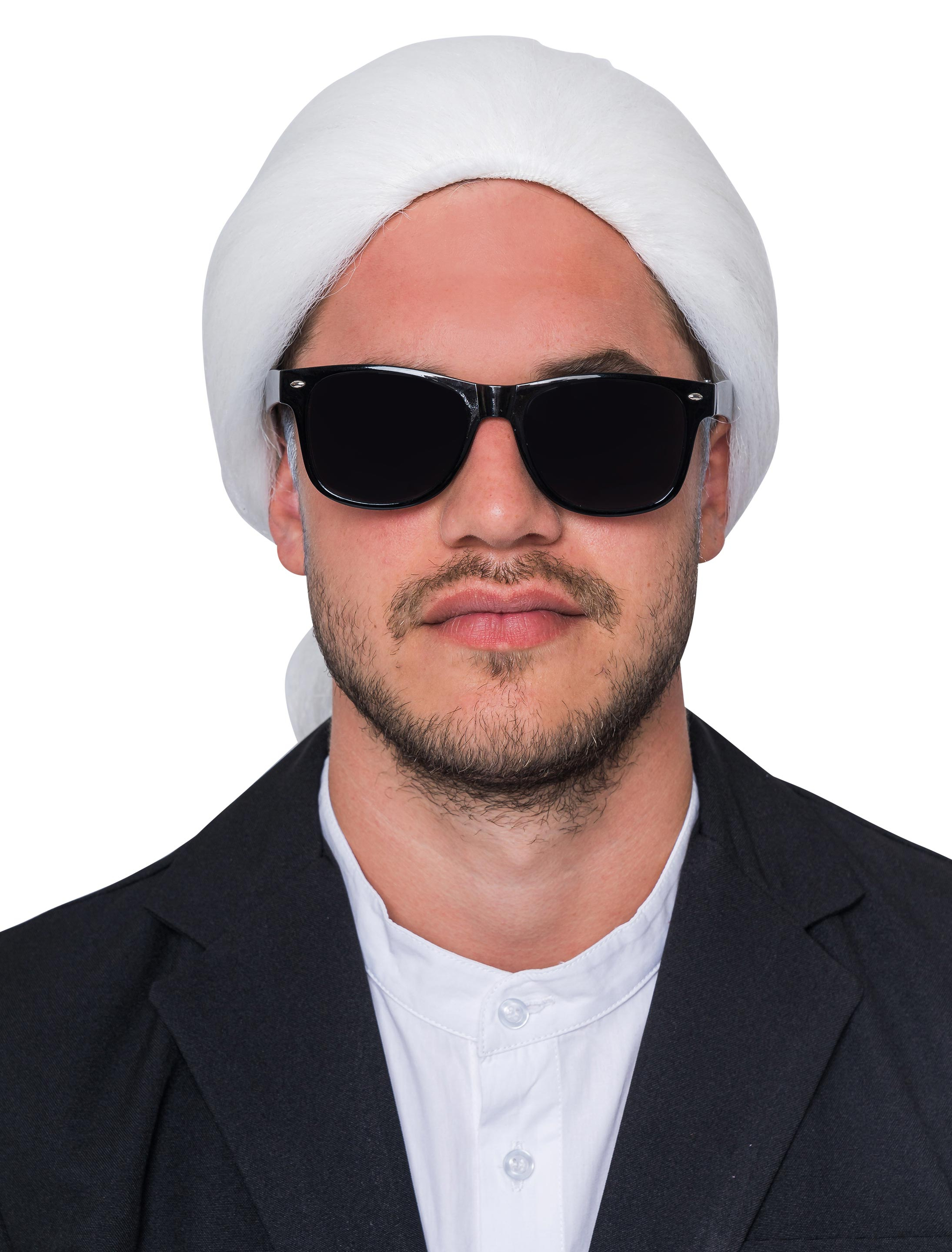 Kostümzubehör Kostümzubehör Perücke Karl mit Zopf weiß