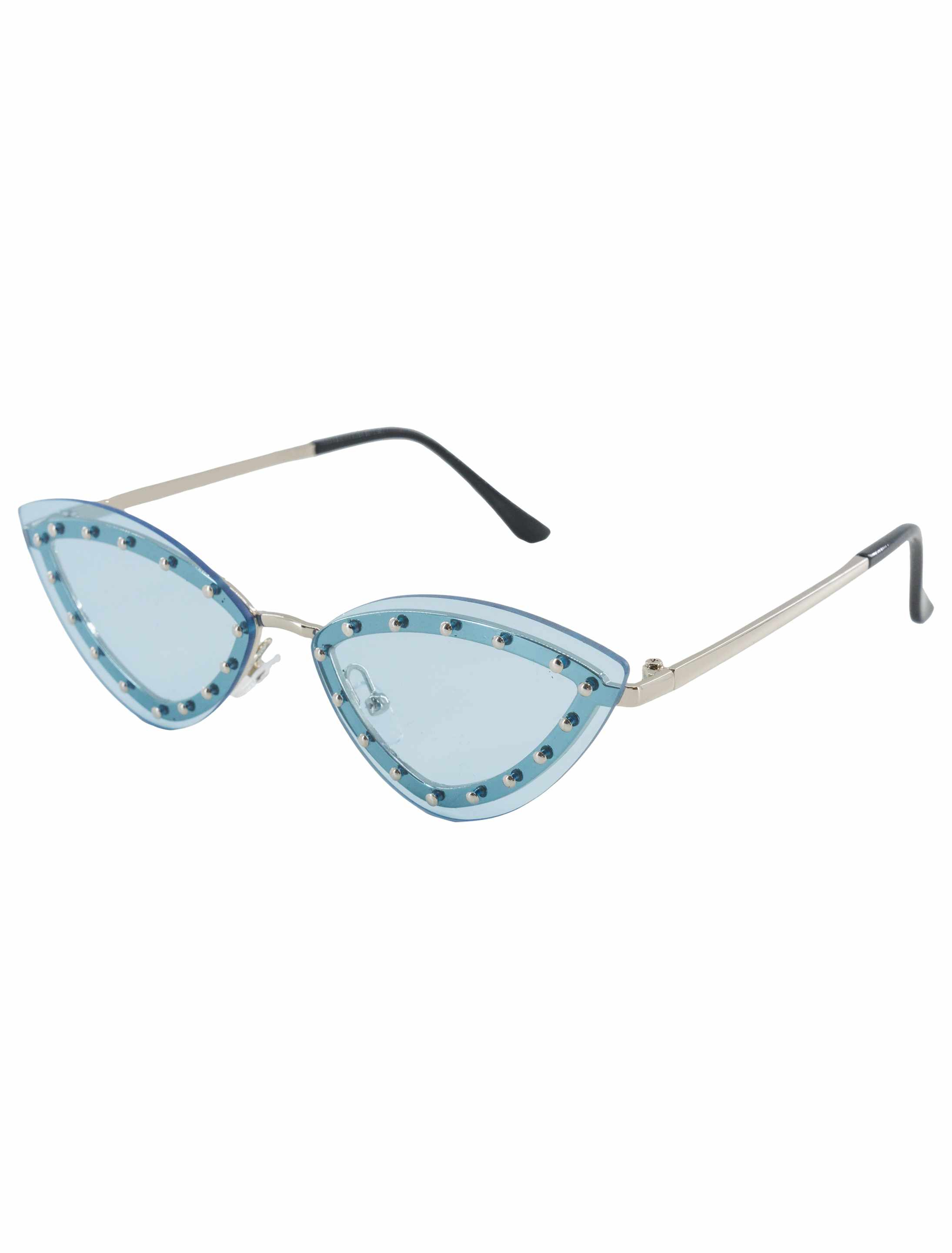 Kostümzubehör Brille Katzenaugen blau