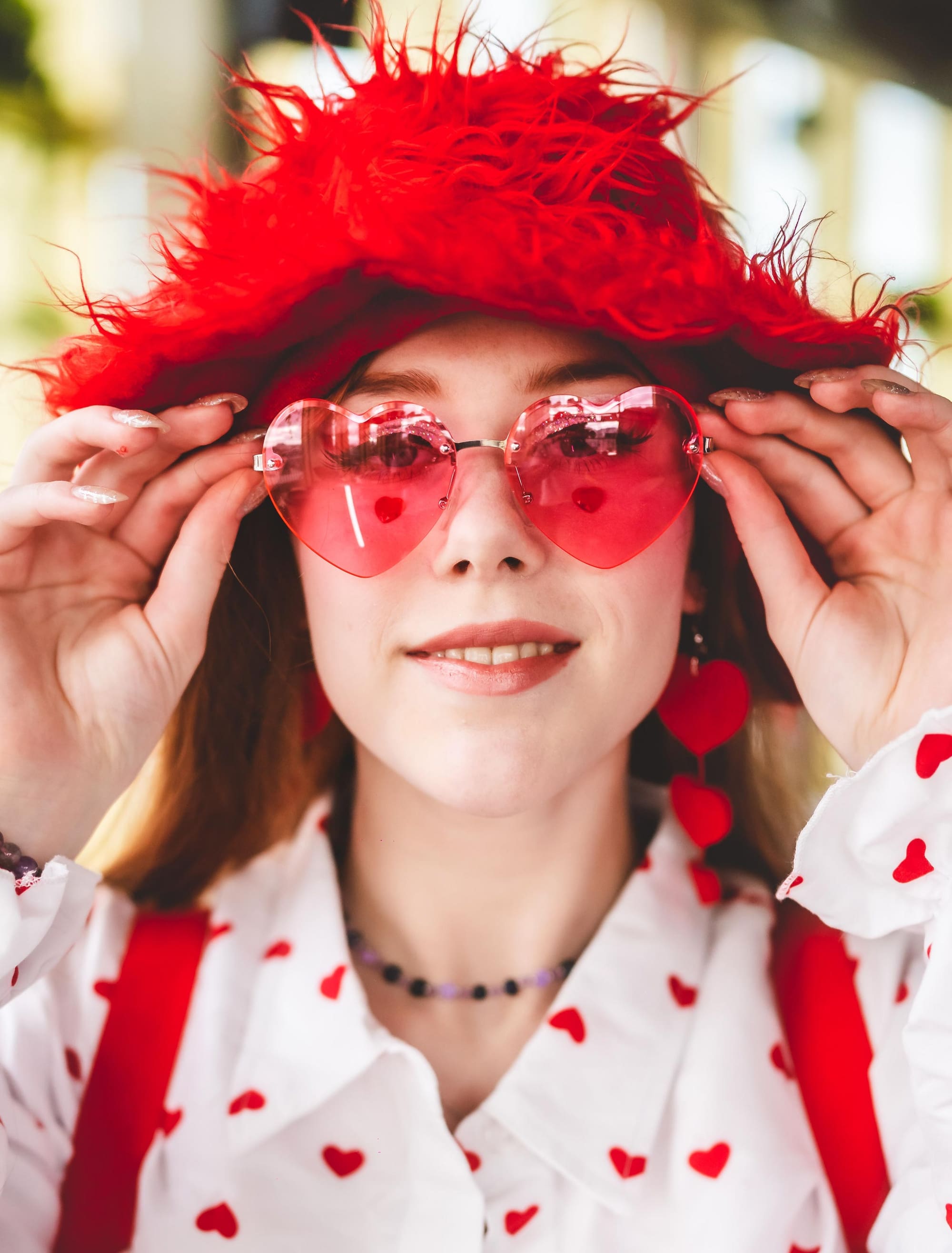 Kostümzubehör Brille Herz mit Gläsern rosa