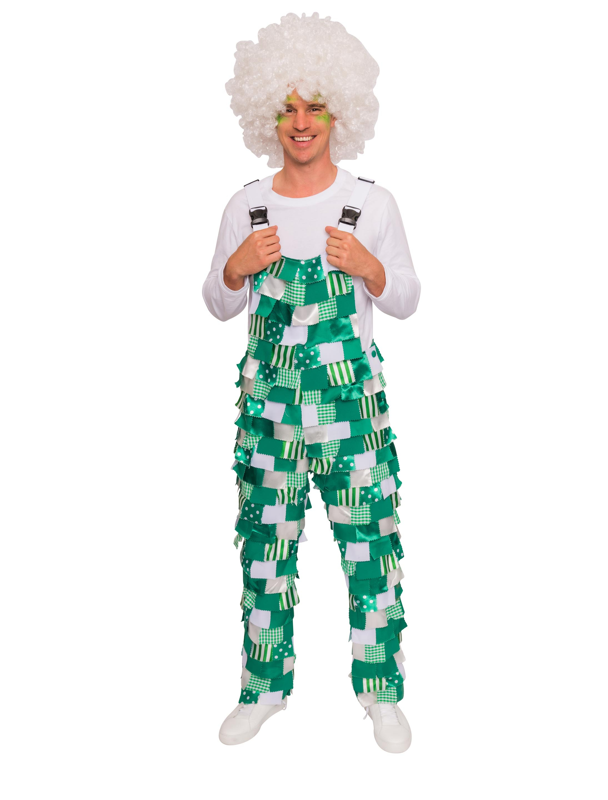 Latzhose Lappen weiß/grün 60
