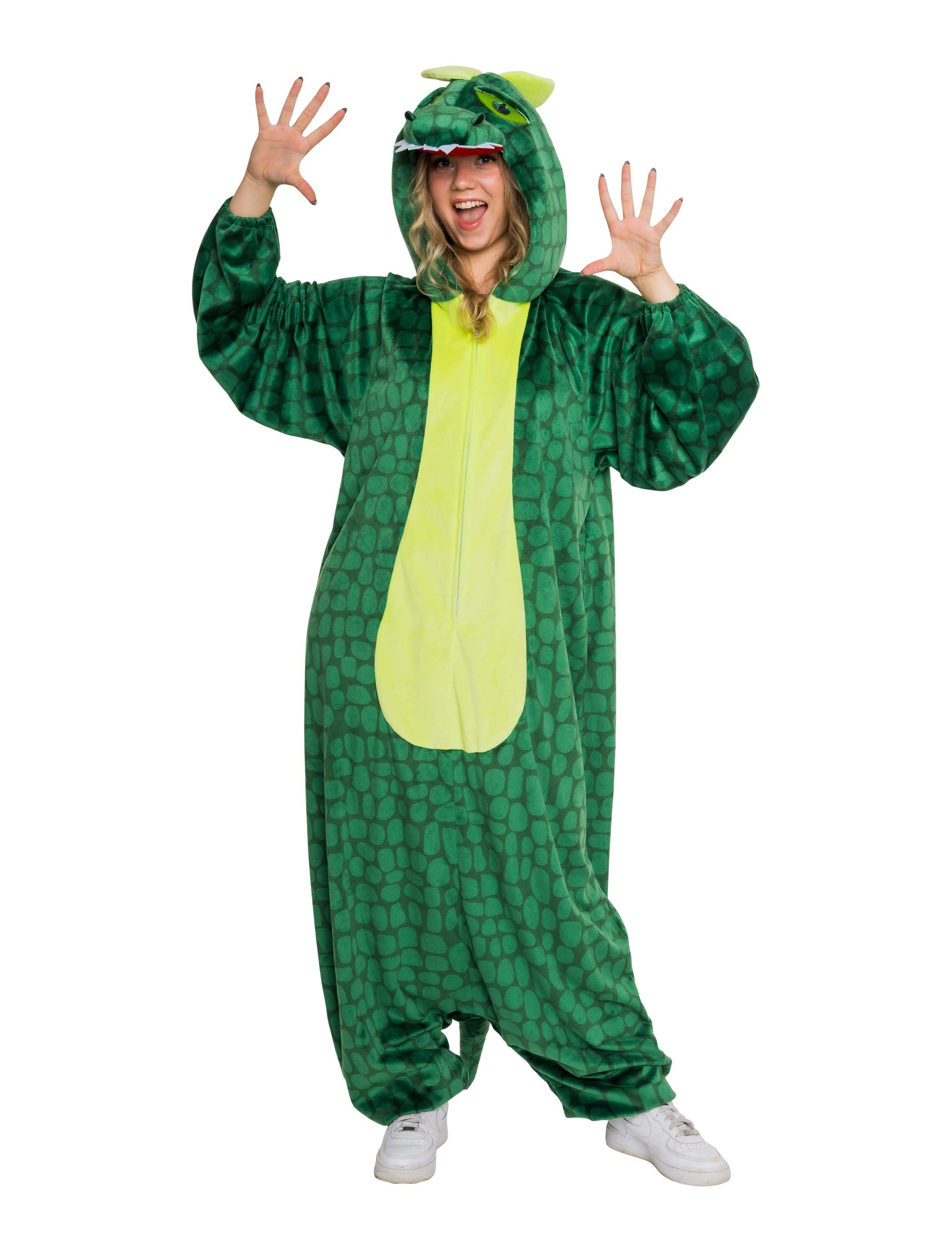 Overall Krokodil Plüsch Damen grün 34/36