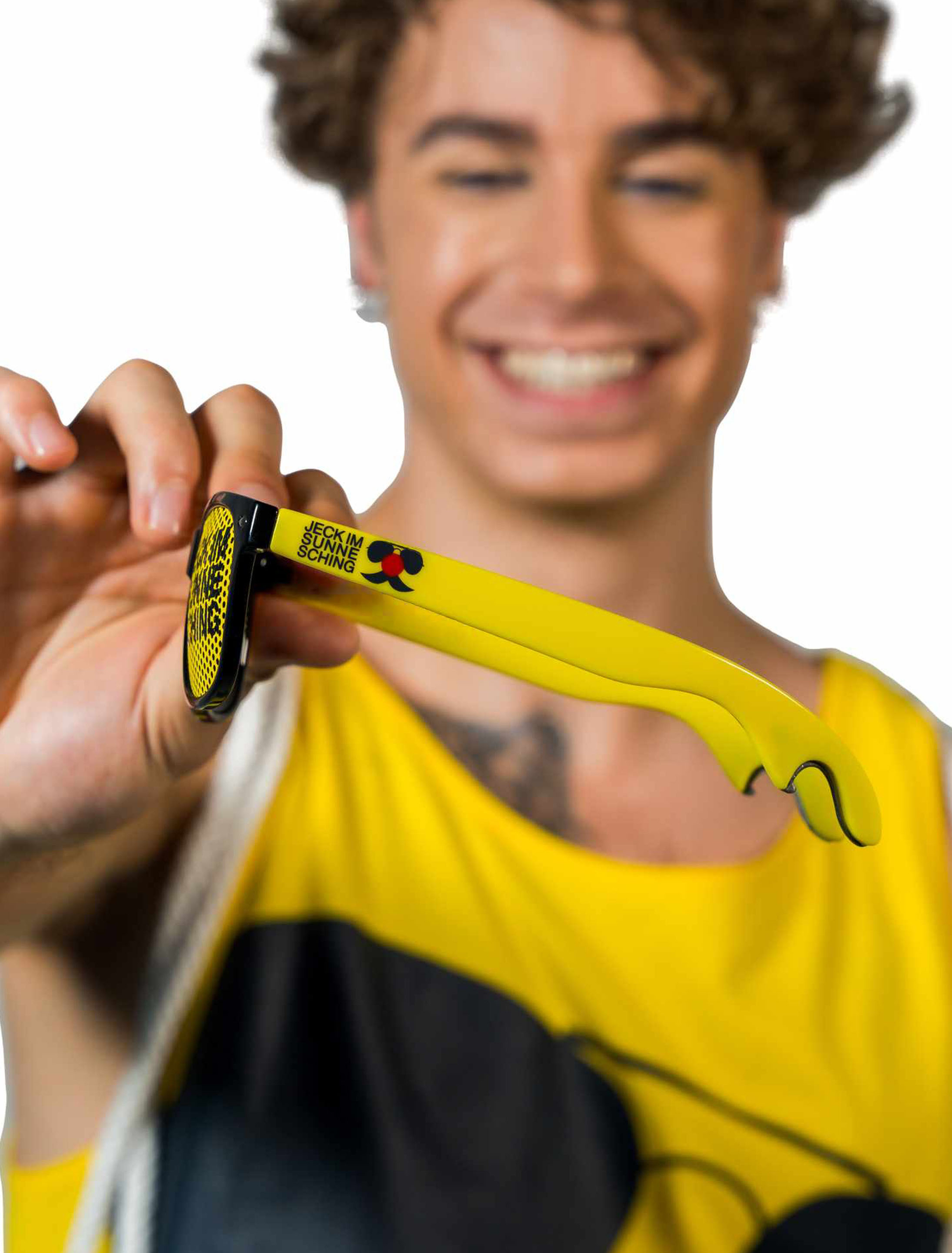 Kostümzubehör JIS Brille Logo mit Flaschenöffner Jeck im Sunnesching schwarz