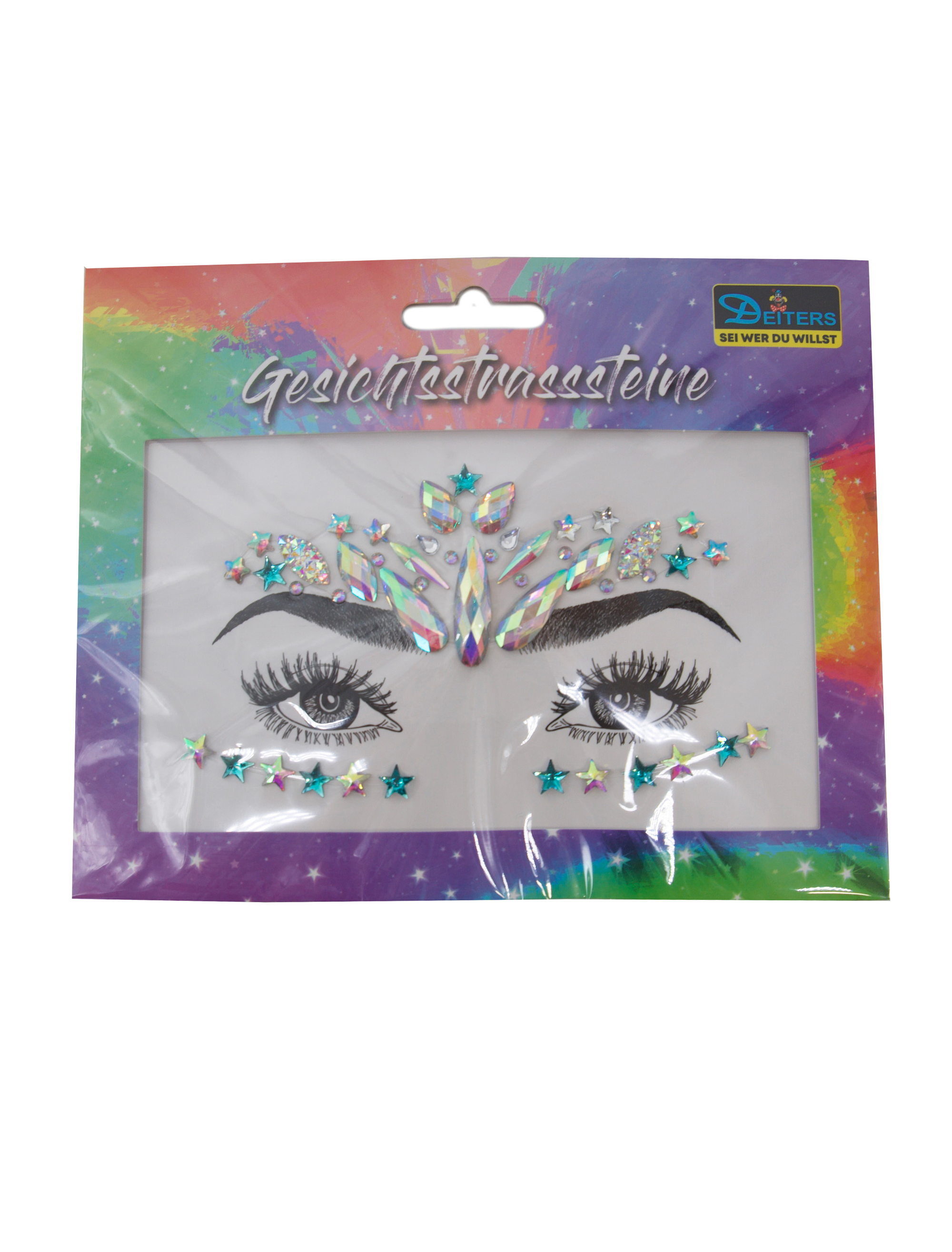 Gesichtsstrasssteine Meer silber/türkis Schminke für Karneval & Fasching
