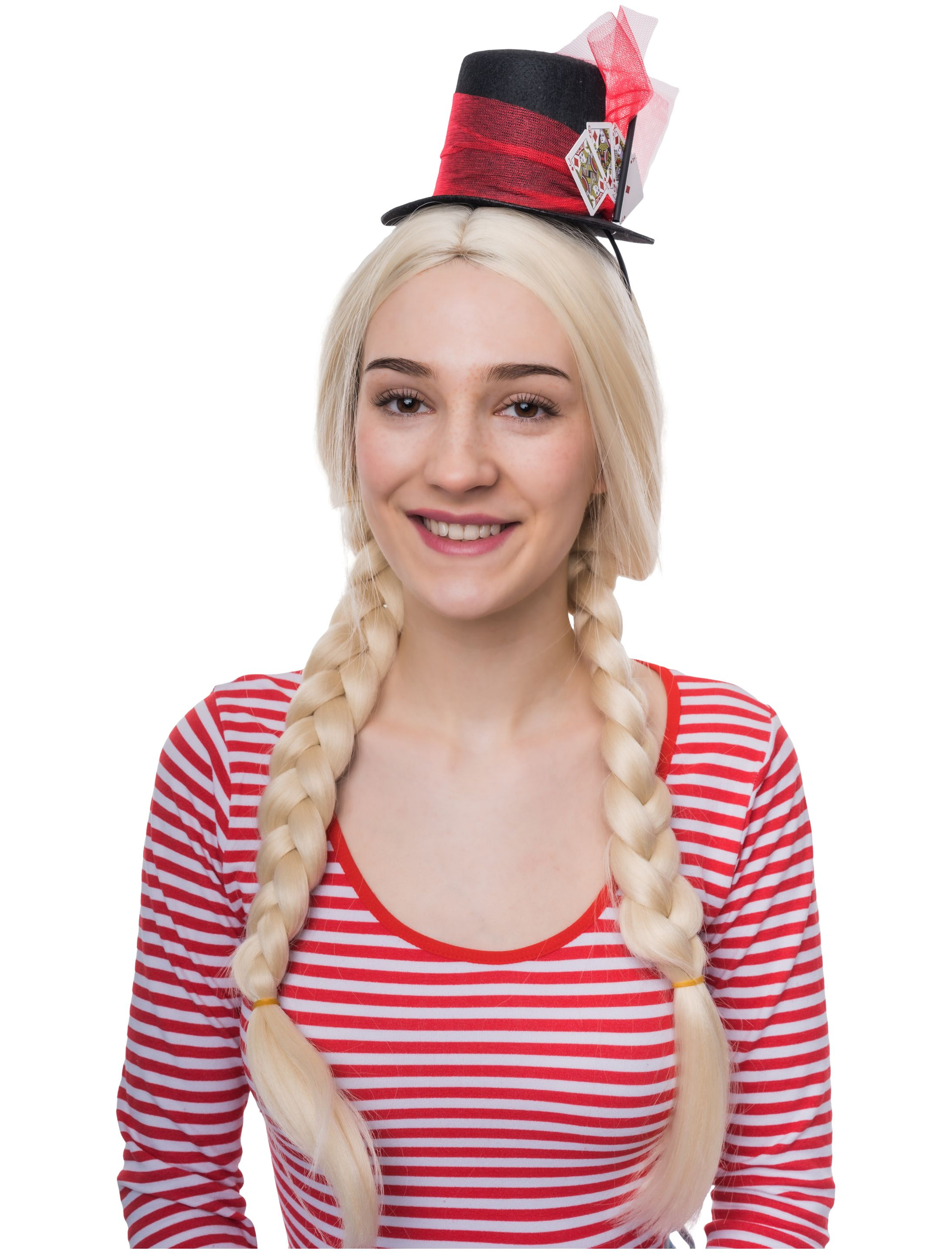 Kostümzubehör Minihut mit Karten schwarz/rot