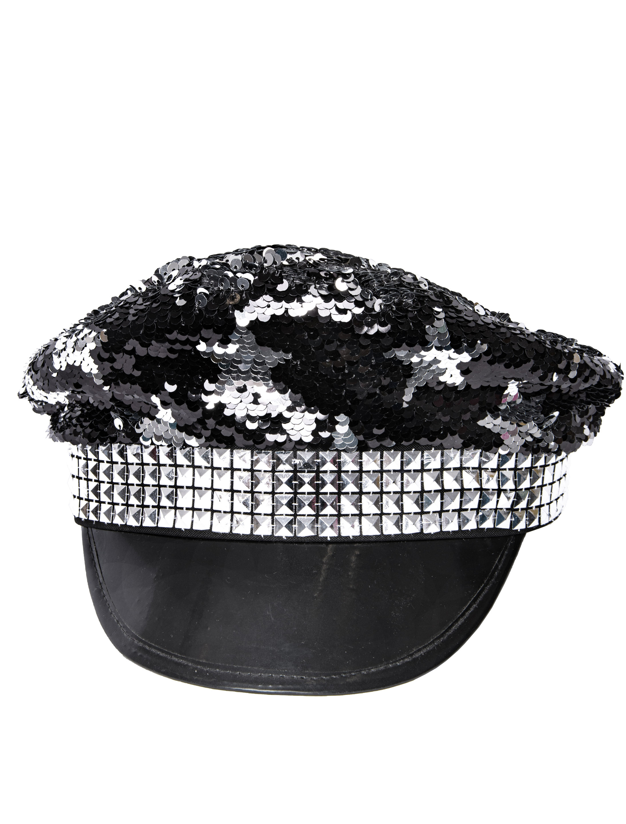 Kostümzubehör Paillettenhut mit silbernen Sternen Damen schwarz/silber one size