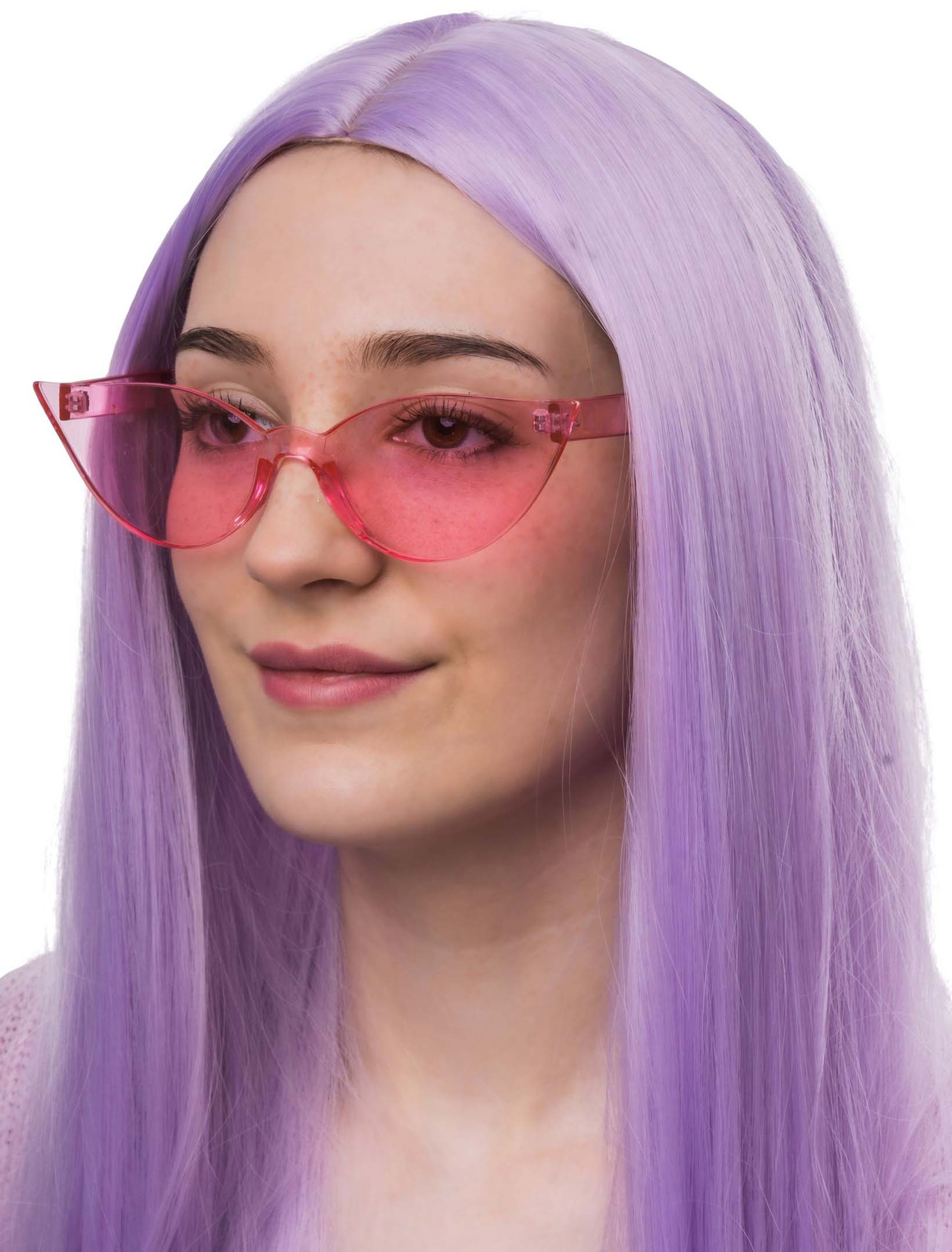 Kostümzubehör Brille Cat Eye transparent pink