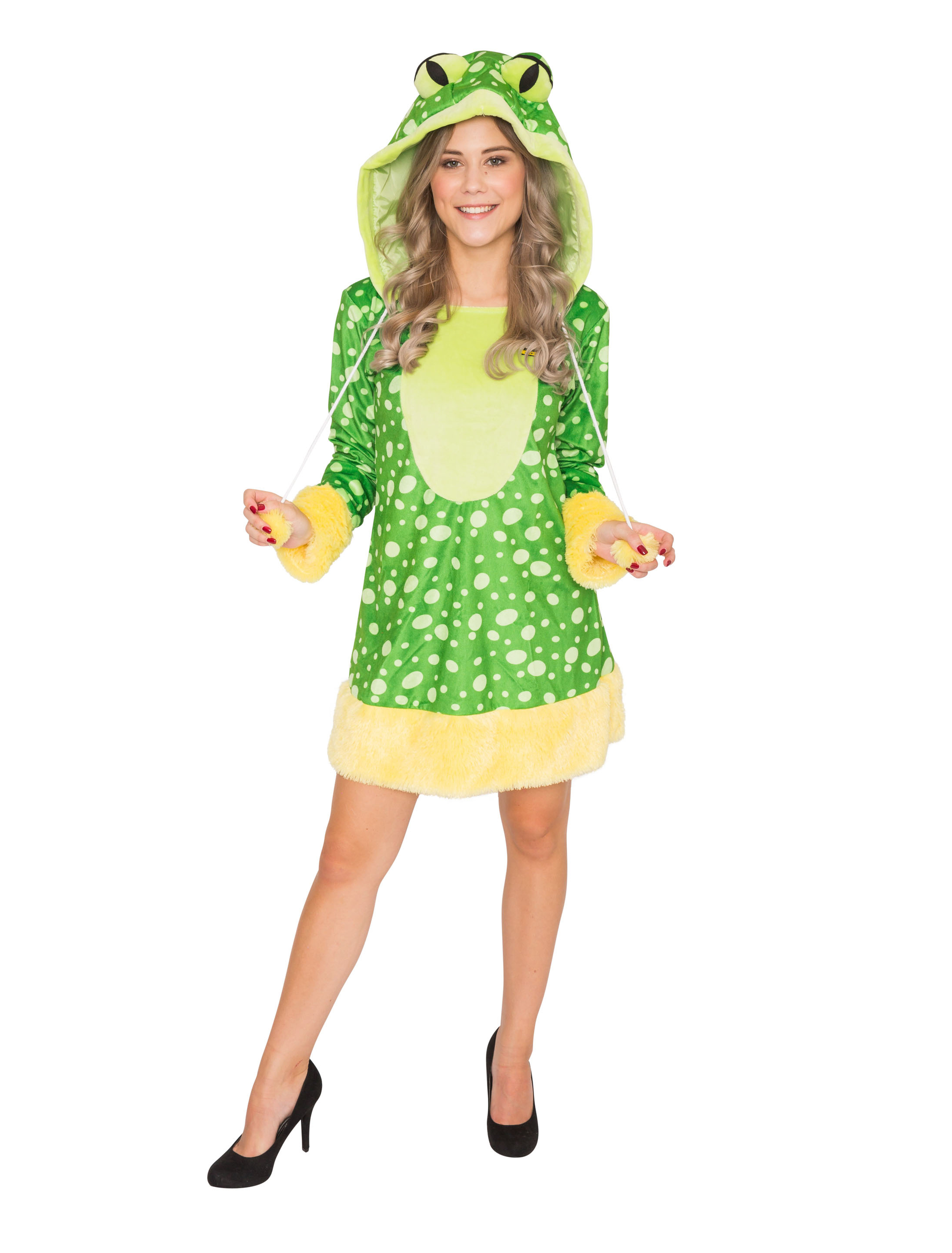 Kleid Plüsch Frosch Damen grün 46-48