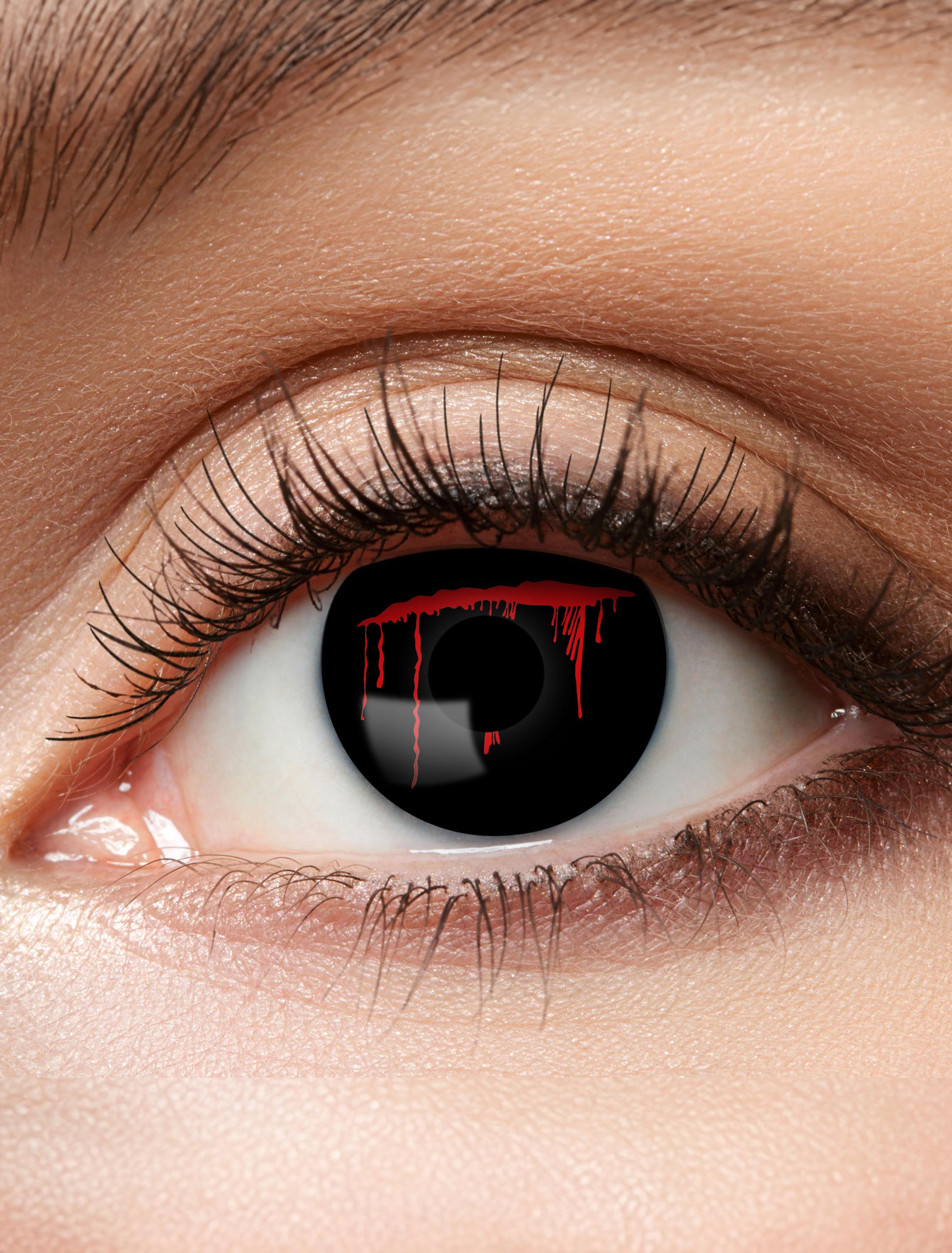 Kostümzubehör Kontaktlinsen Black Slash Farbe: schwarz/rot