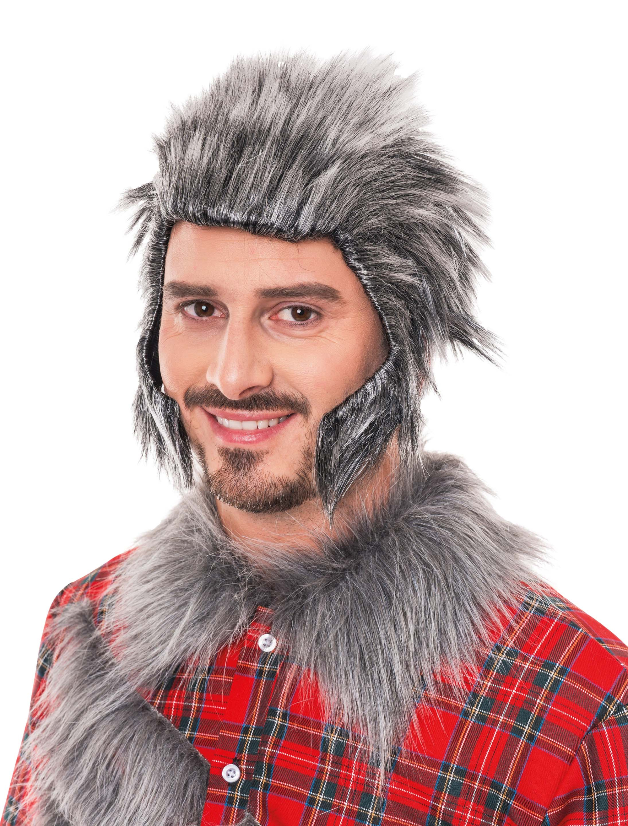 Kostümzubehör Perücke Wolf grau