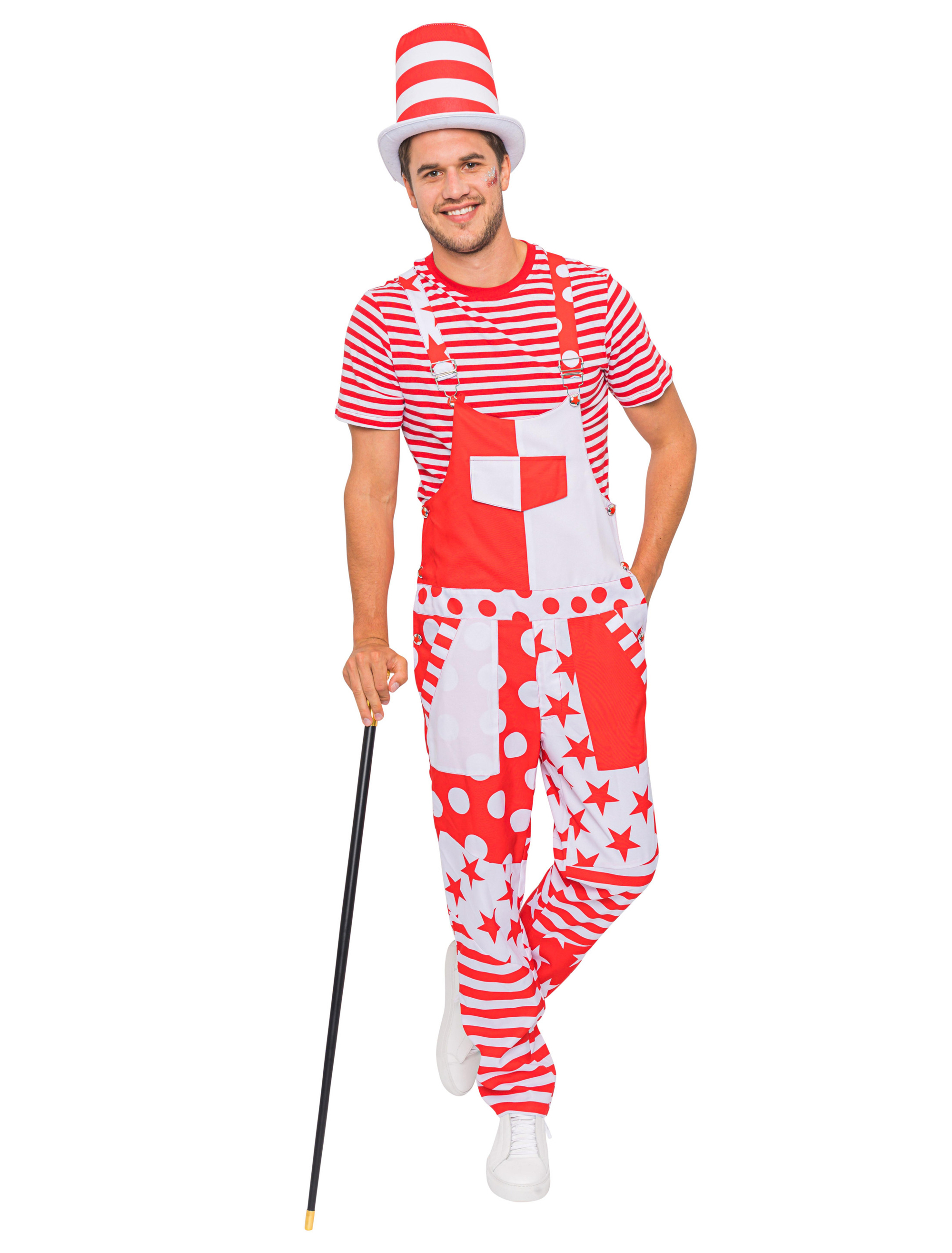 Latzhose verrückt rot/weiß 2XL/3XL