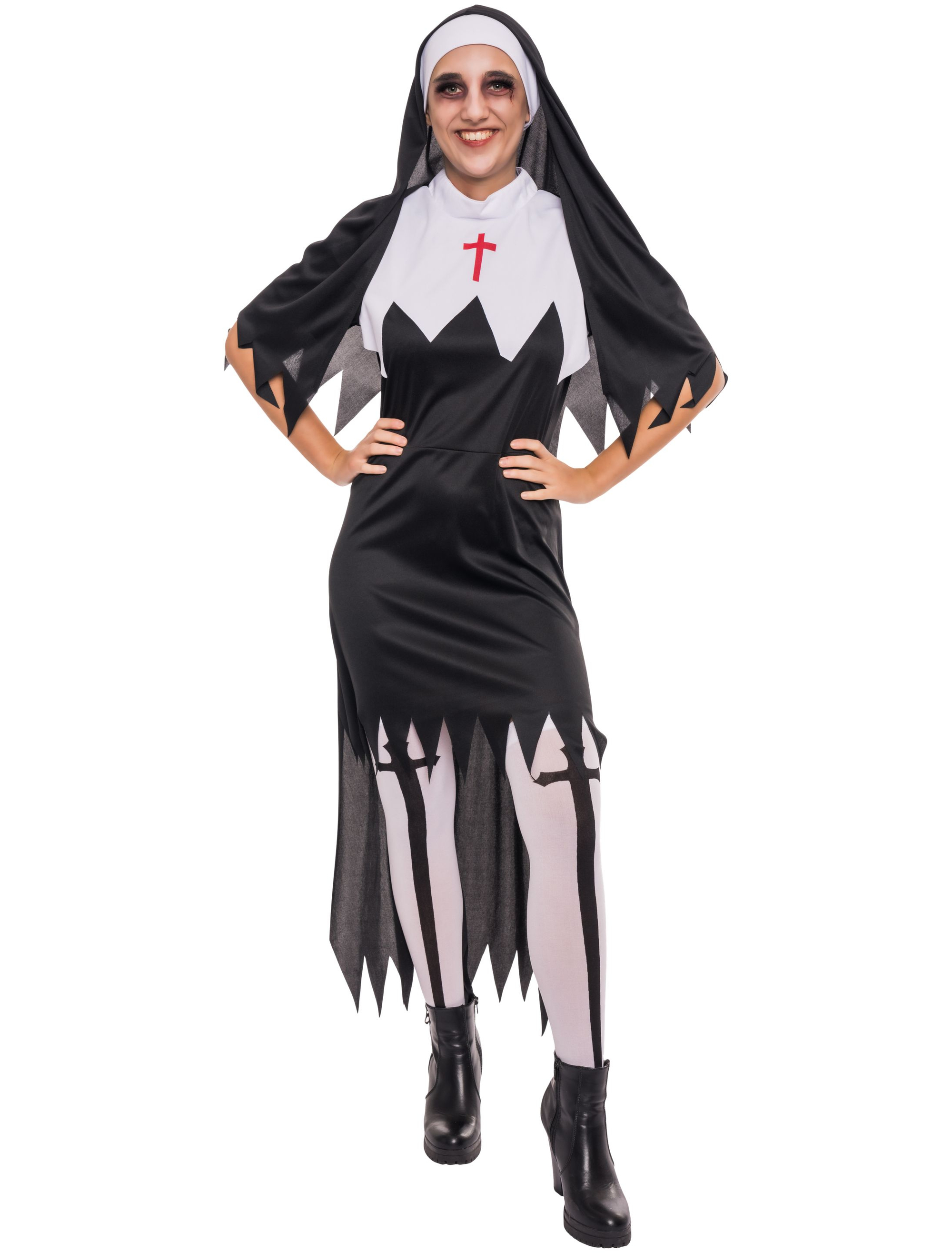 Kleid Nonne 2tlg. Damen schwarz L