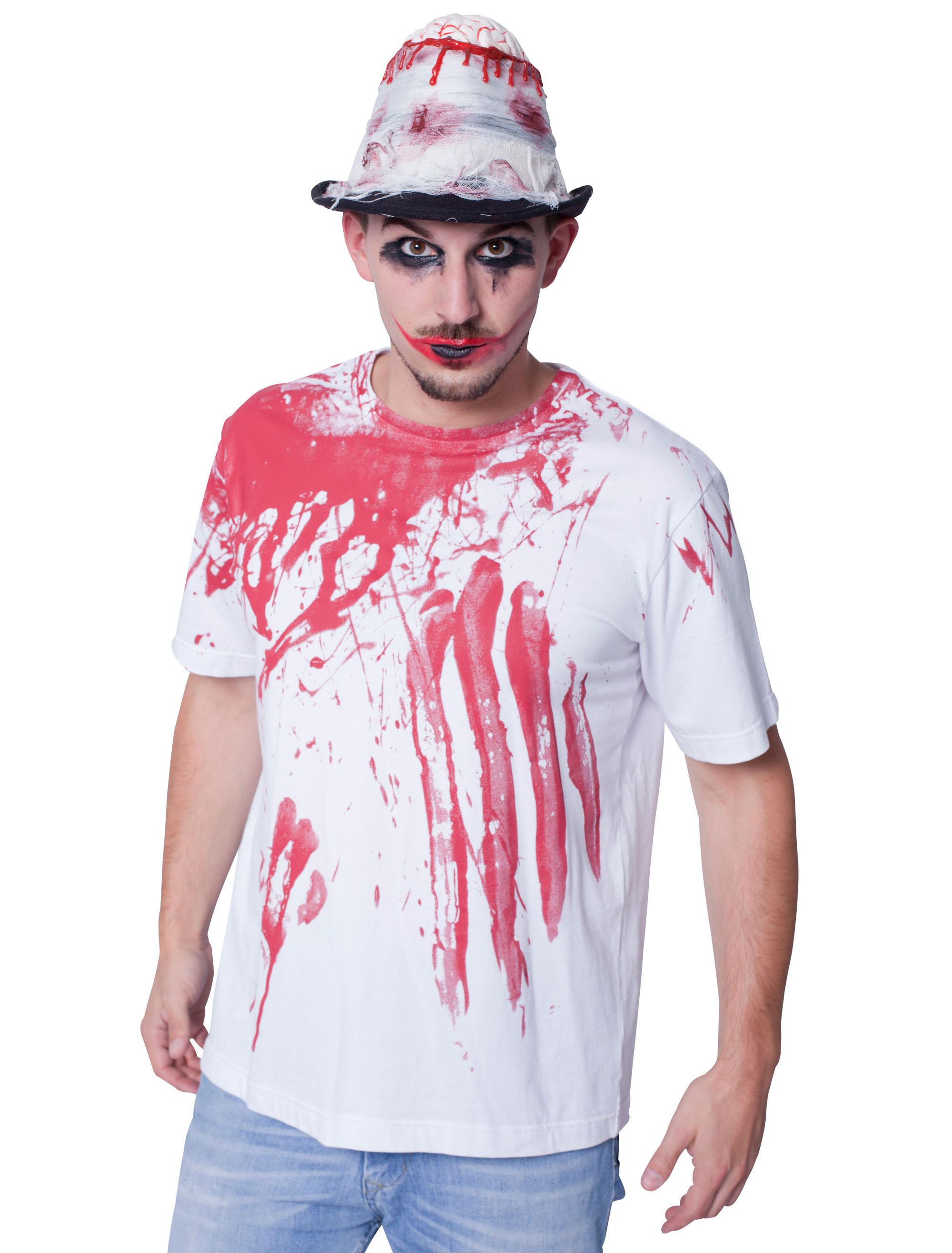 T-Shirt Halloween blutig Herren rot/weiß 3XL