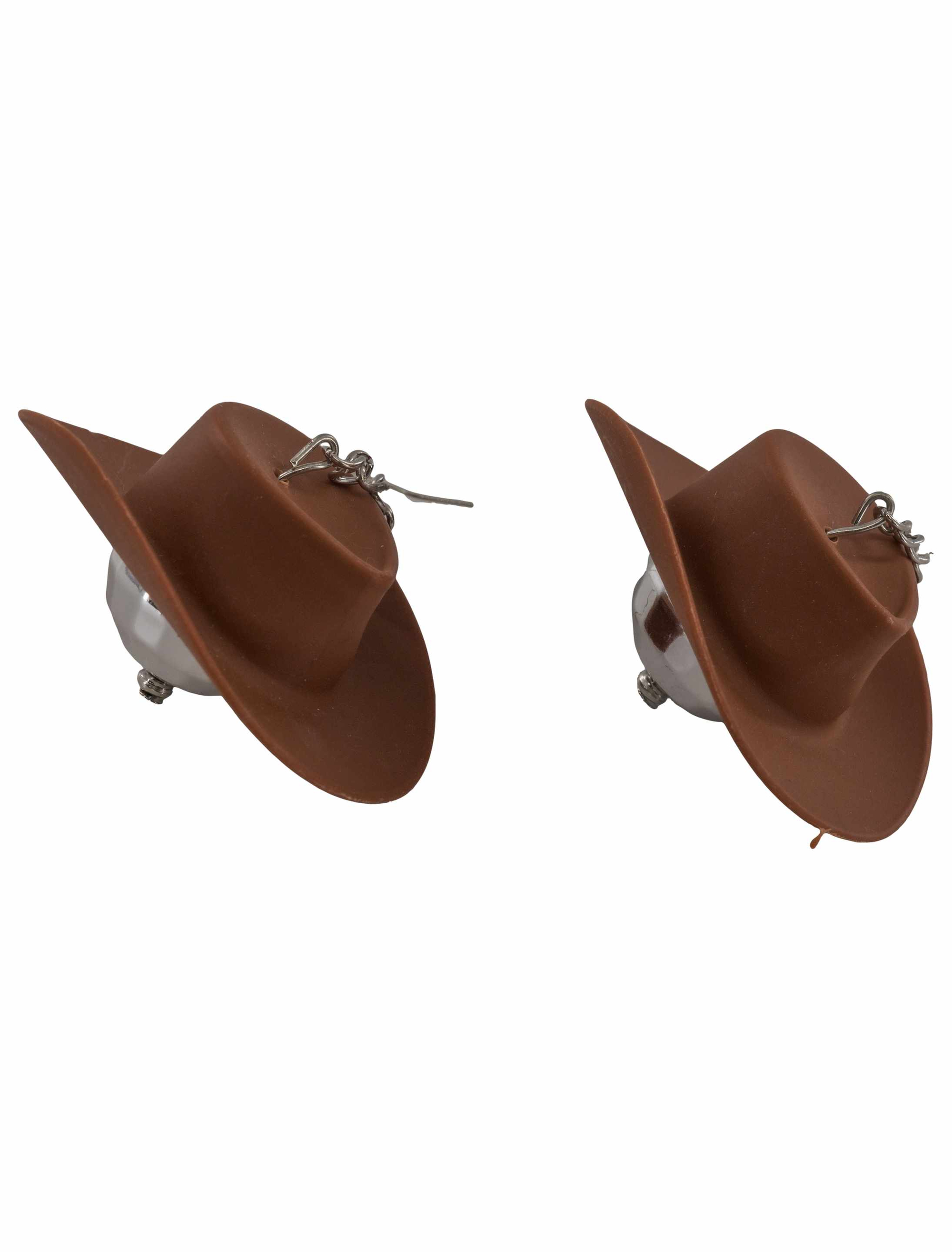 Kostümzubehör Ohrringe Cowboyhut braun