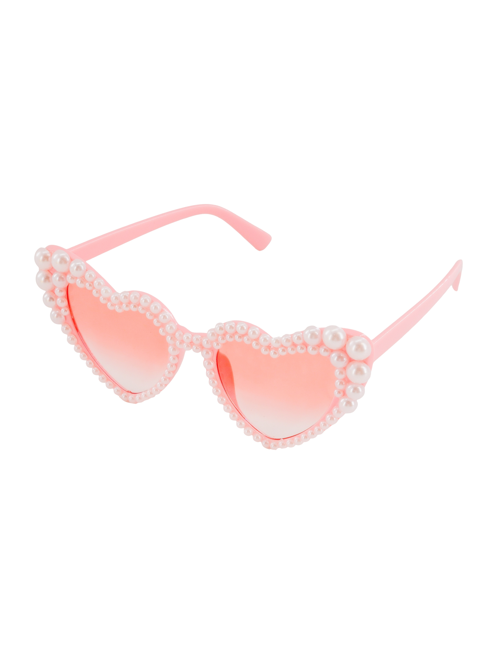Kostümzubehör Brille Herz mit Perlen rosa