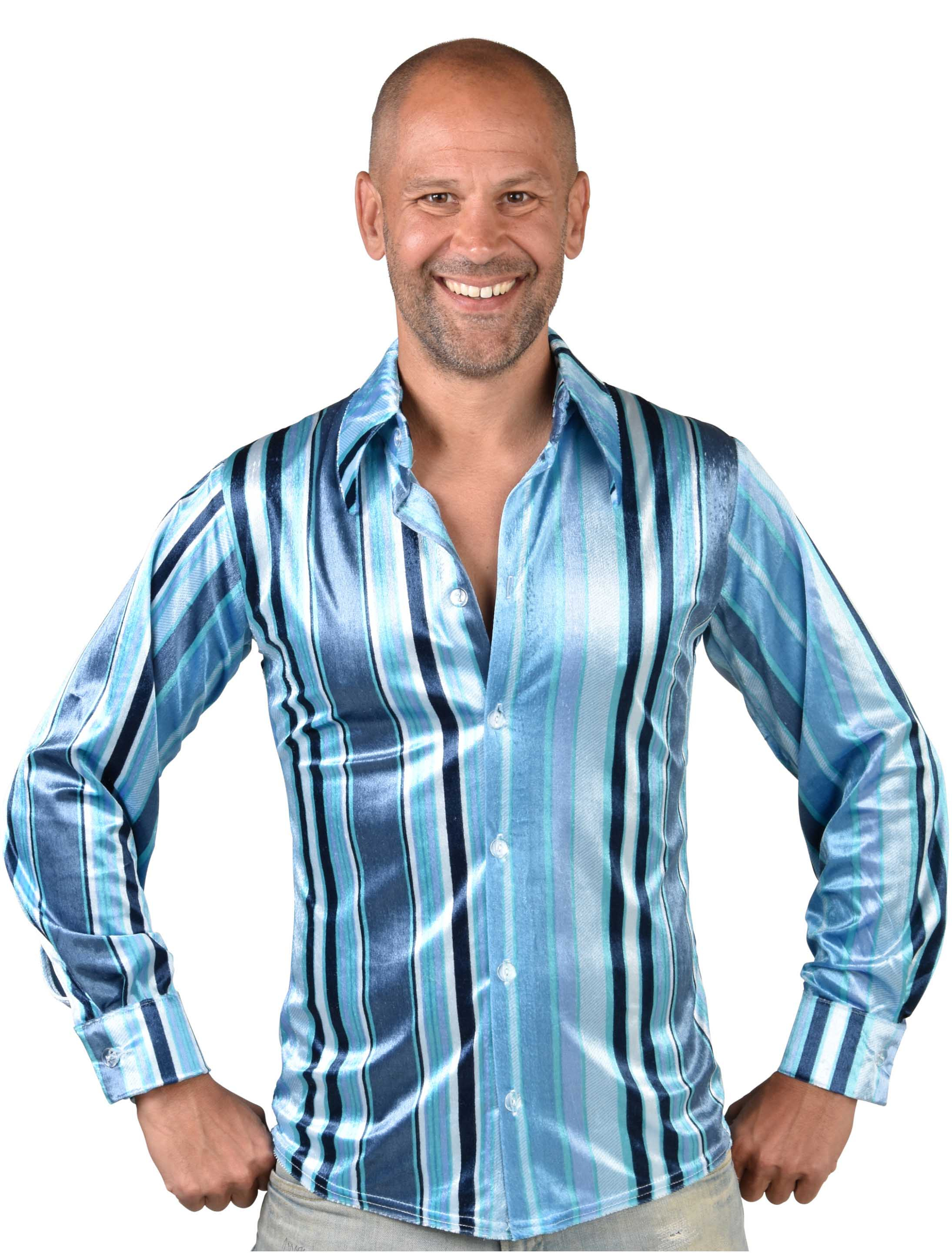Hemd gestreift Herren blau 2XL