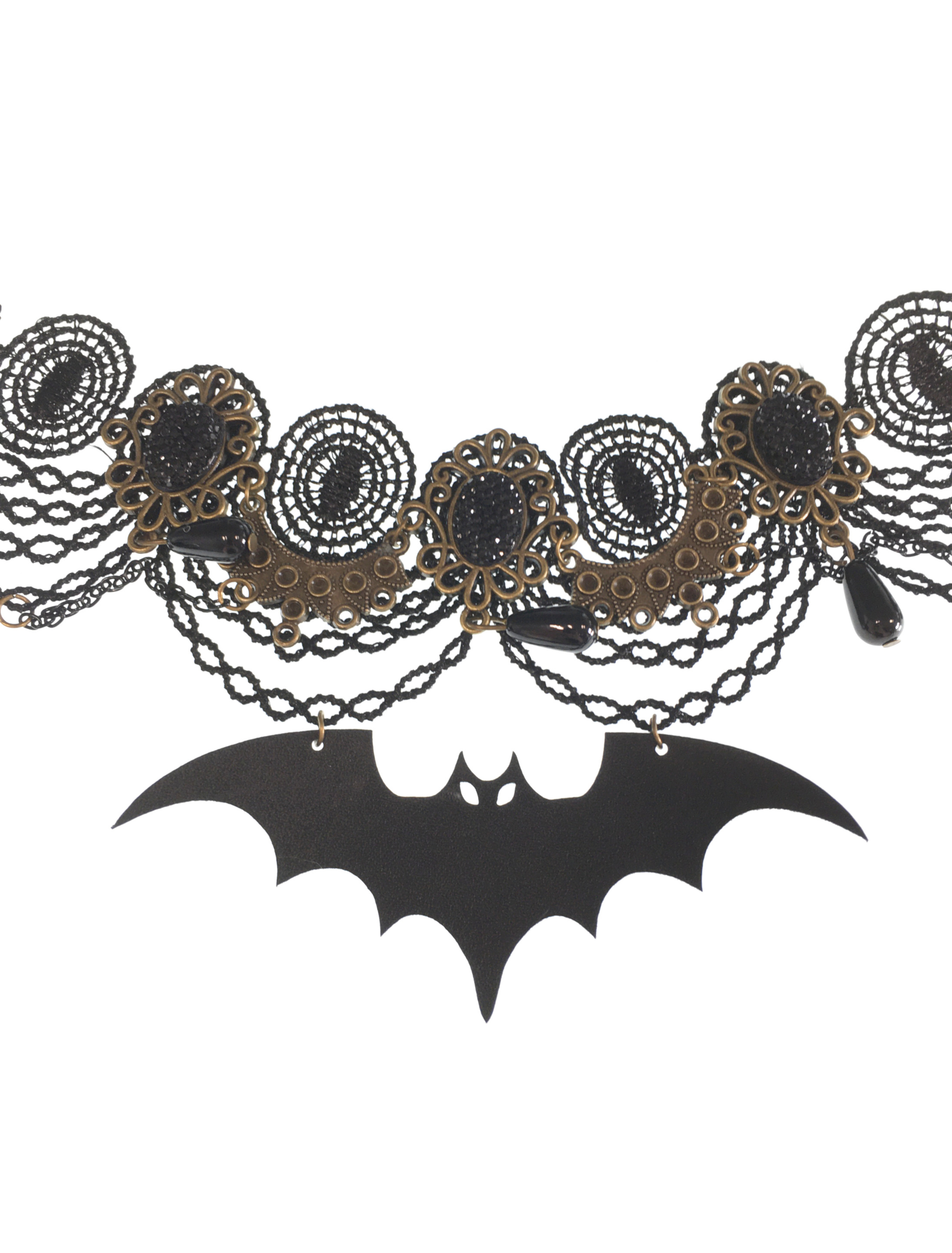Kostümzubehör Halsband Fledermaus schwarz