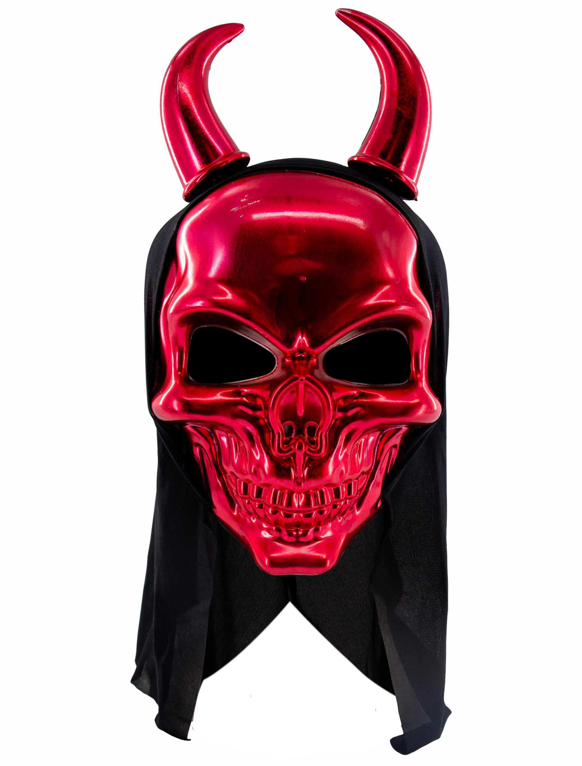 Kostümzubehör Maske Totenkopf Teufel mit Haube rot