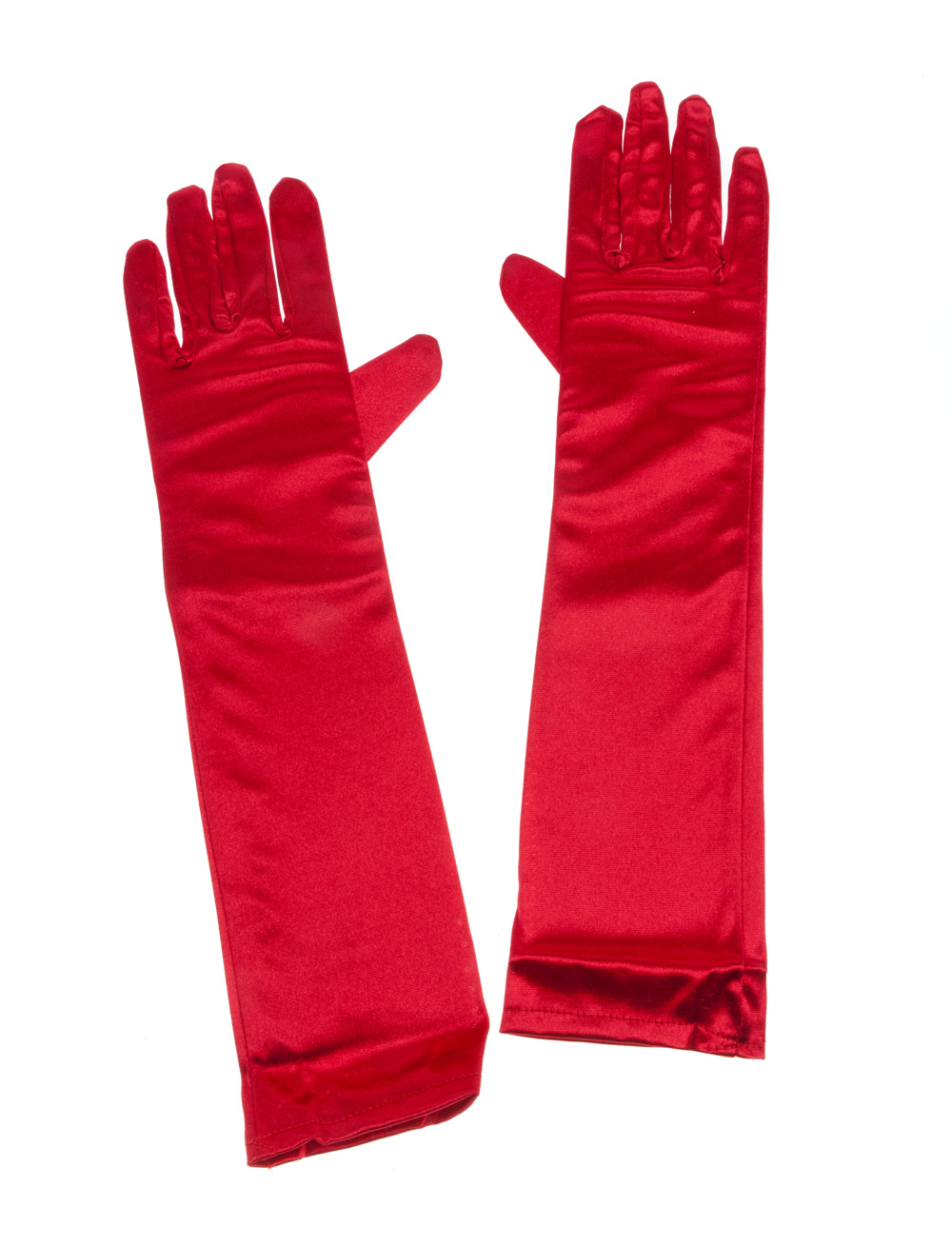 Kostümzubehör Handschuhe Satin 40cm Damen rot one size