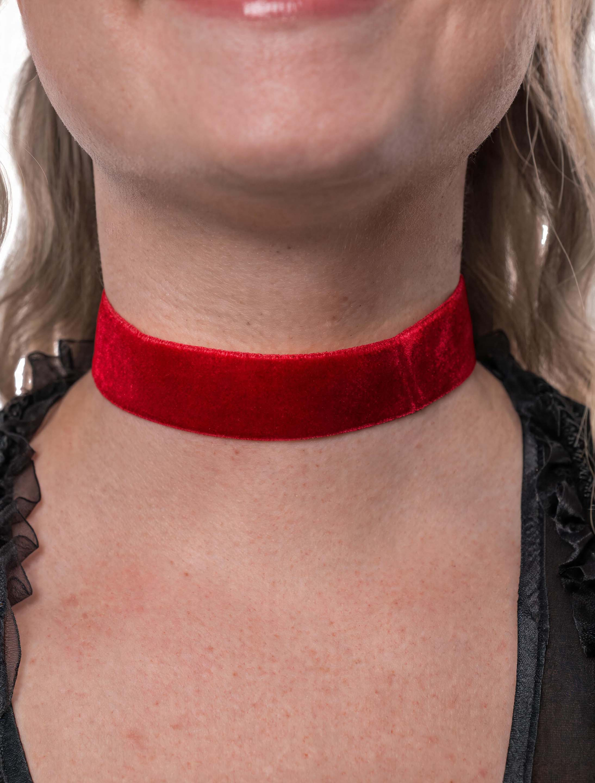 Kostümzubehör Halskette Choker Samt Damen rot