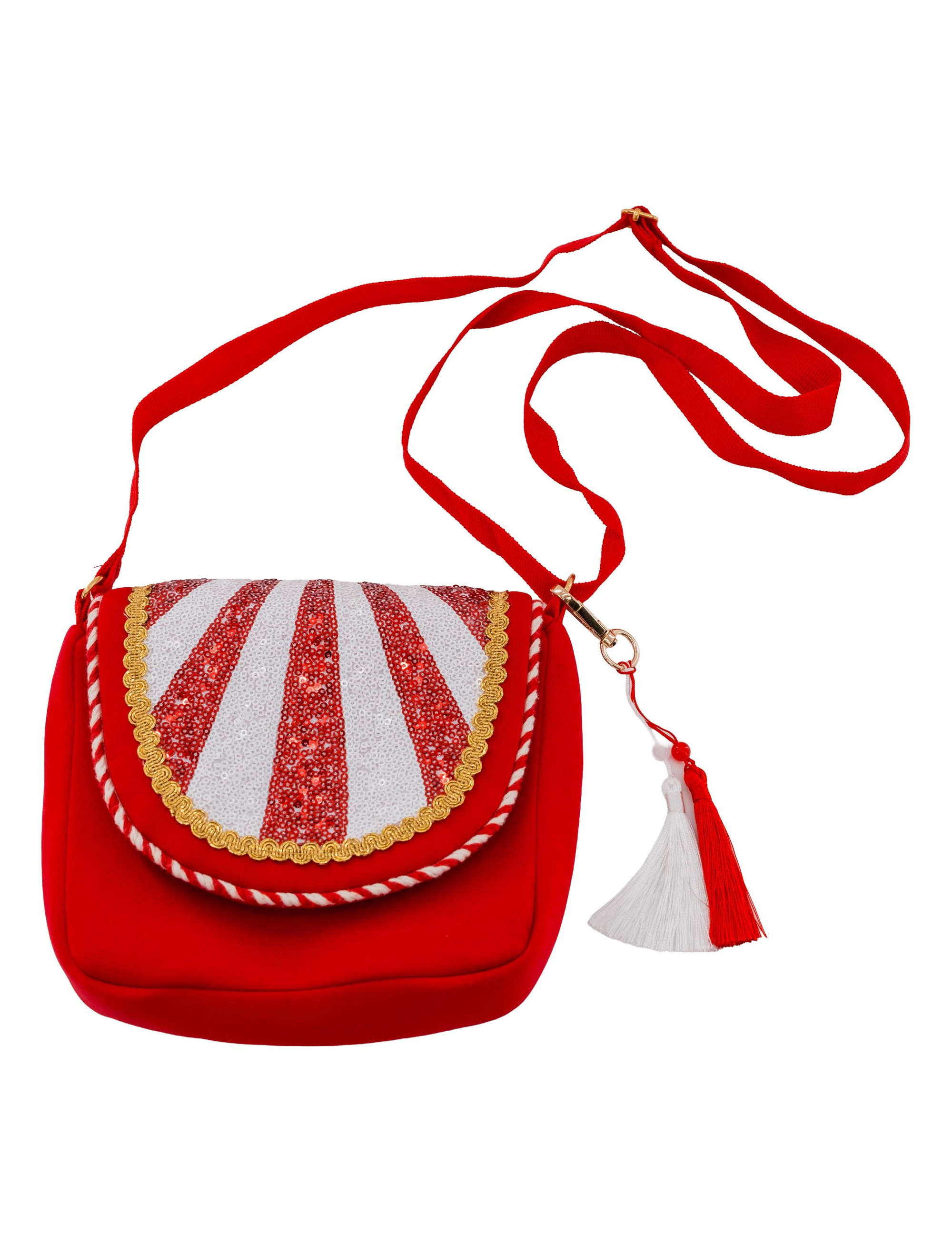 Kostümzubehör Tasche mit Pailletten rot/weiß