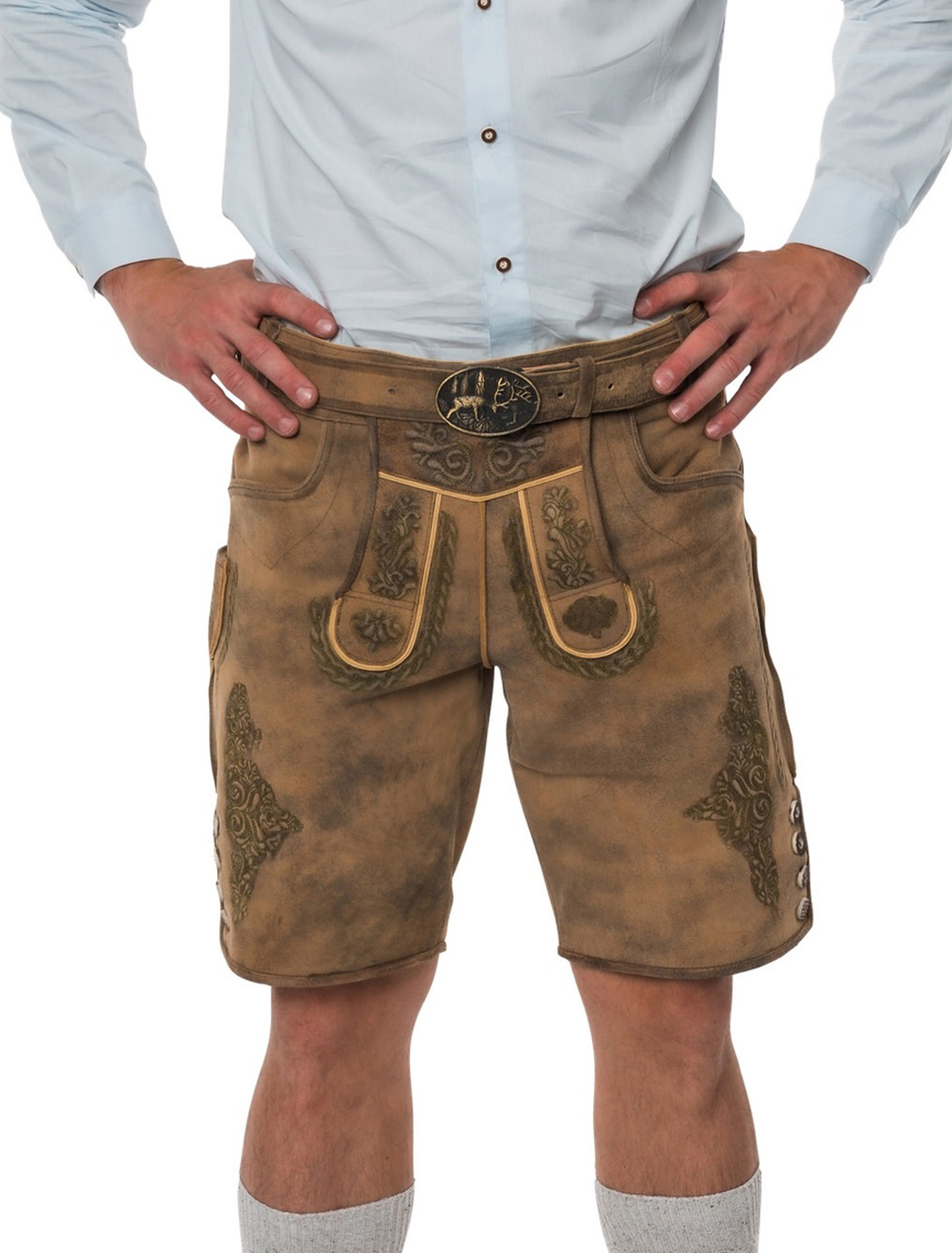Lederhose Justus kurz Herren hellbraun 4XL