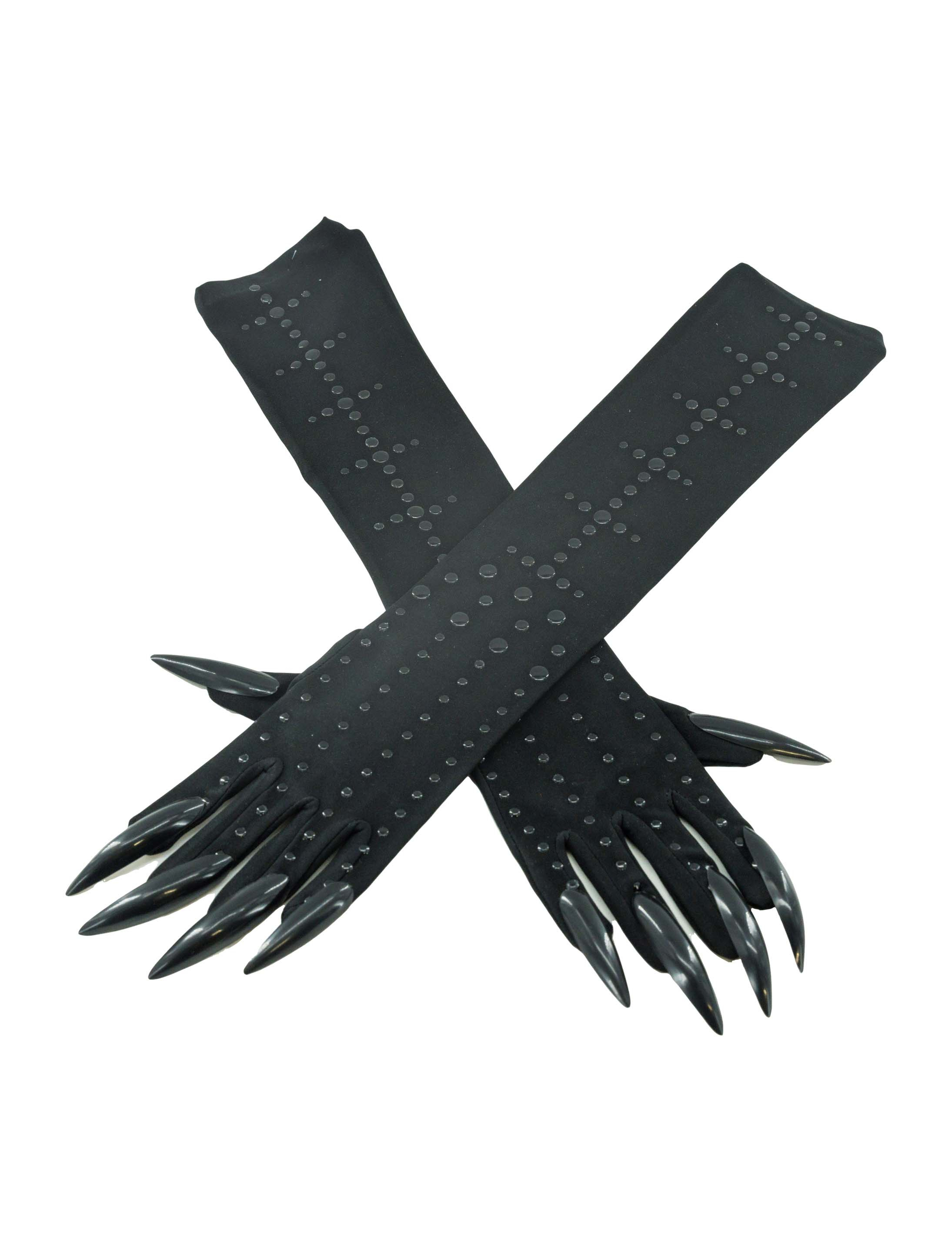 Kostümzubehör Handschuhe 43cm mit Fingernägeln schwarz one size