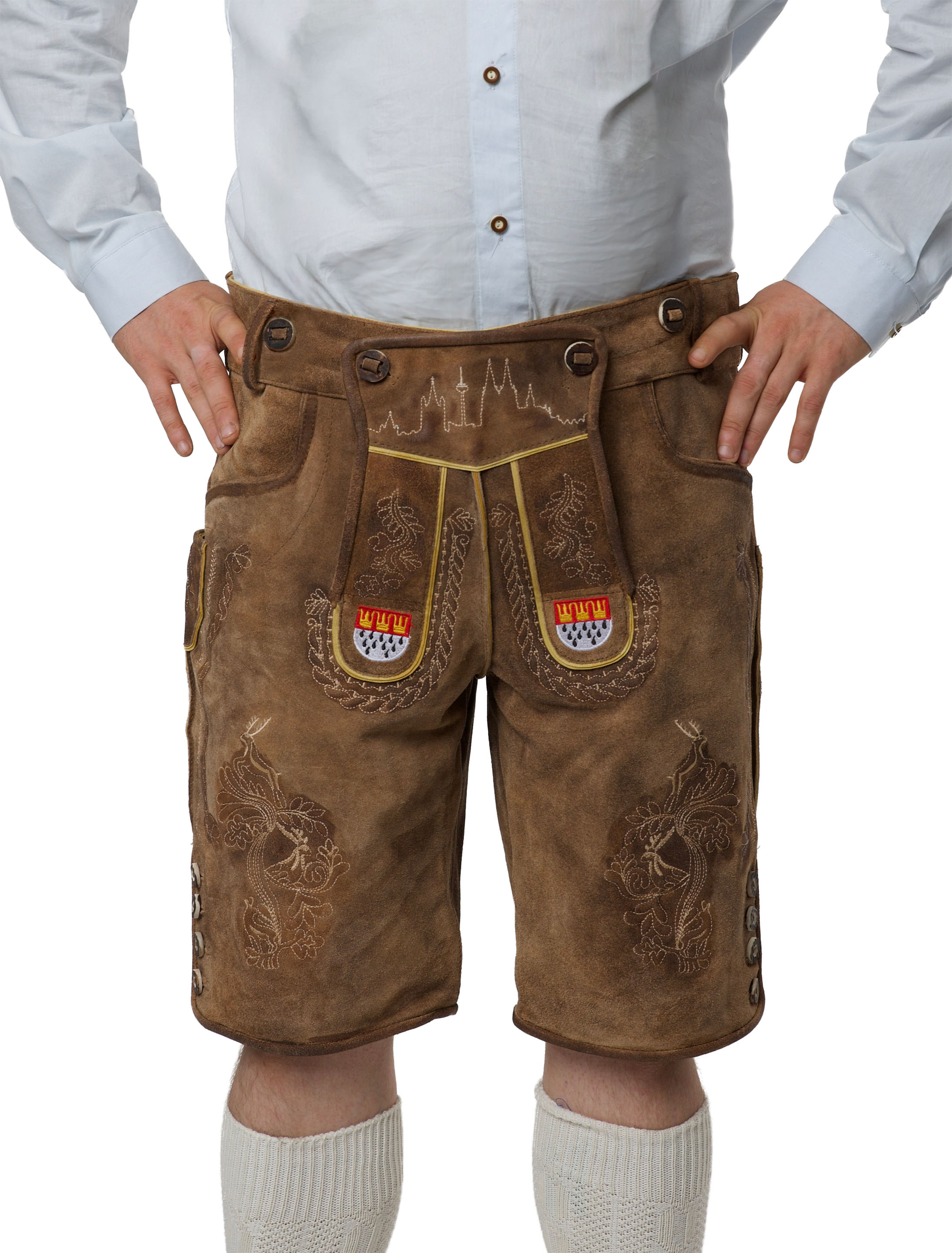 Lederhose Cologne kurz Herren braun L