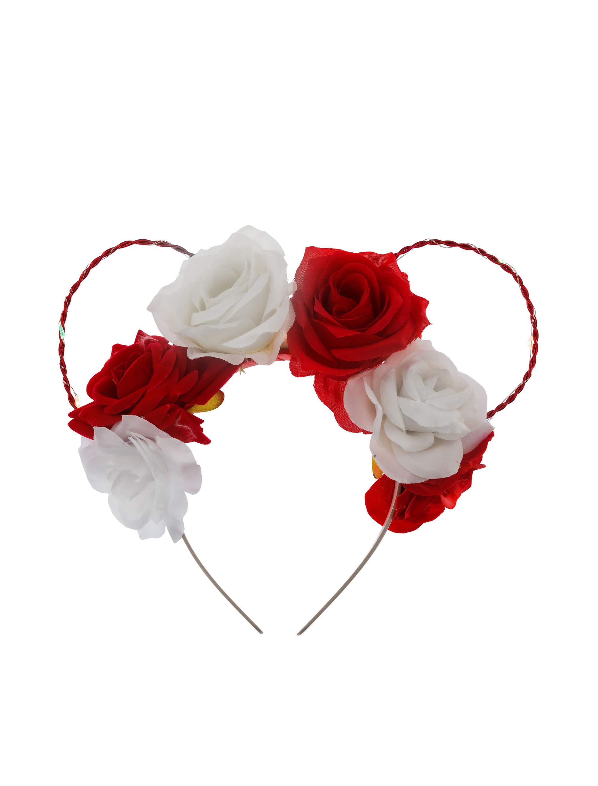 Kostümzubehör Haarreif LED Rosen rot/weiß